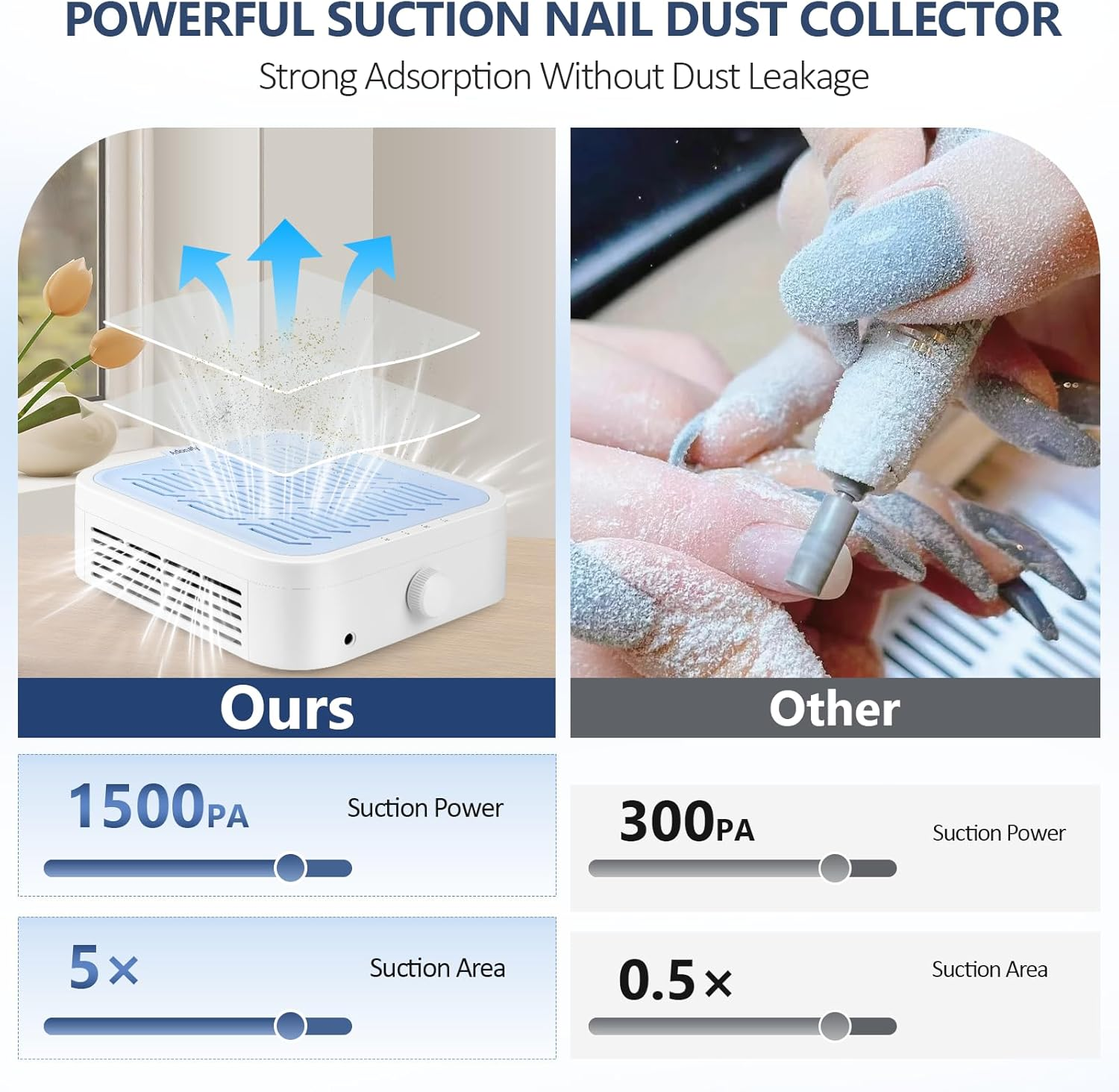 Adonafy Nail Dust Collector with Filter - Professional Dust Extraction for Nails Nail Studio - Adjustable Suction Nails - Quiet Nail Vacuum Cleaner for Beginners Nail Studio Salon image number 6