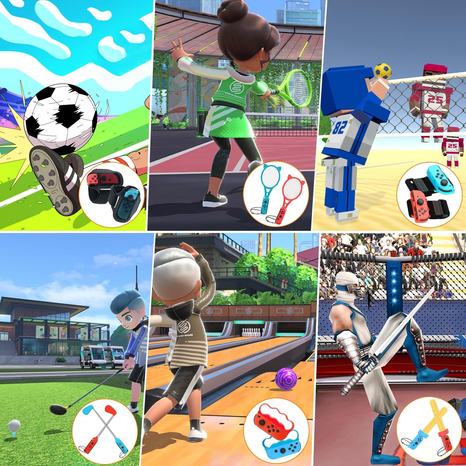 Switch Sports Accessories Bundle, 12 in 1 Switch Sports Accessories Bundle for Nintendo Switch Sports, Family Accessories Kit Compatible with Switch/Switch OLED Sports Games image number 2