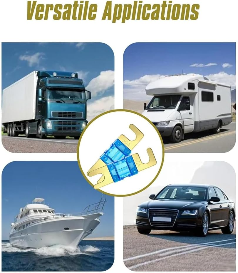 Elqater 18 Pieces Mini ANL Fuse, Plated ANL Fuse Pack (20A, 30A, 40A, 50A, 60A, 80A, 100A, 125A, 150A) for Automotive Marine Easy to Use image number 3