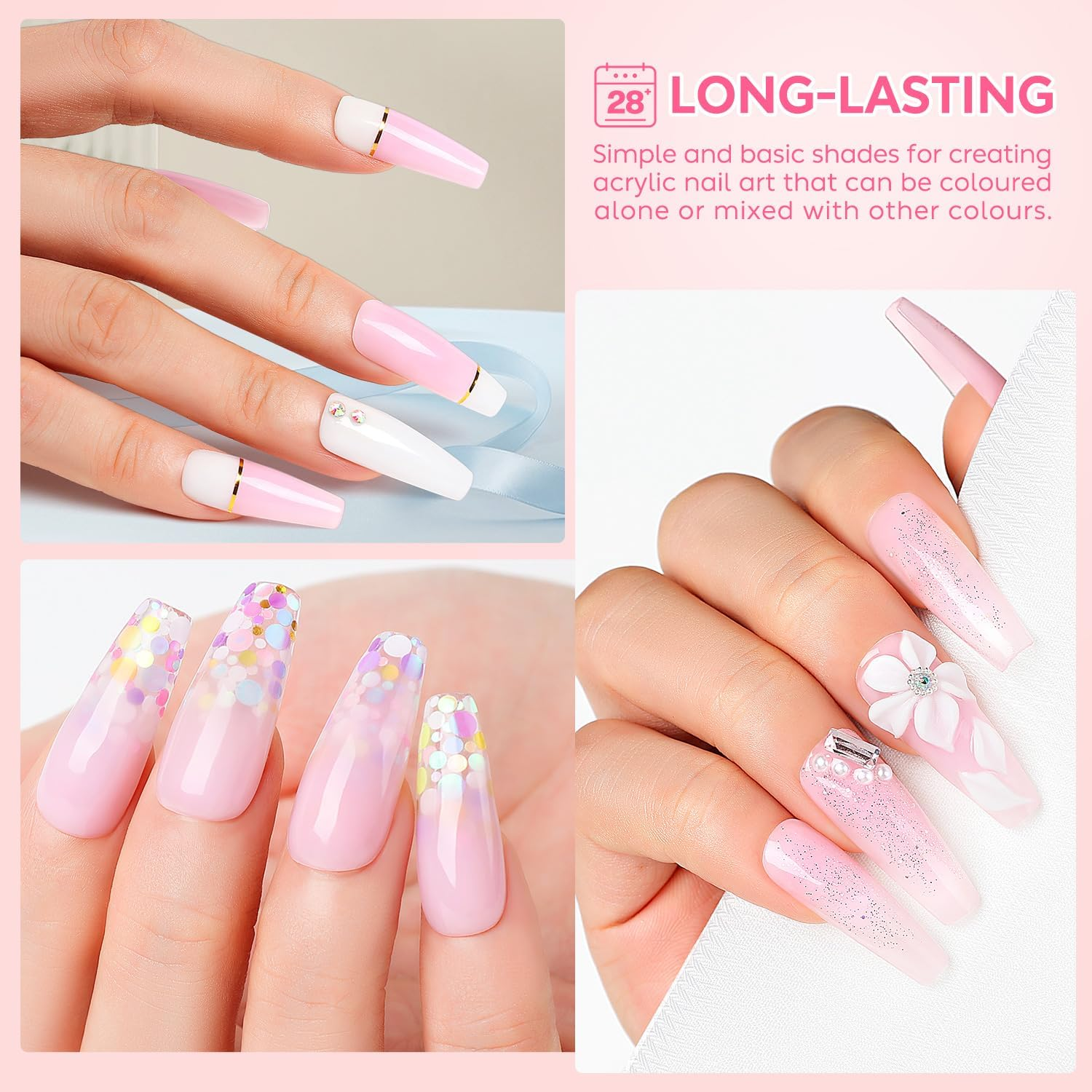 AIMEILI Acrylic Nail Powder 60G Pink Acrylic Powder for Acrylic Nail Art 3D Nail Carving French Nail Extension image number 2