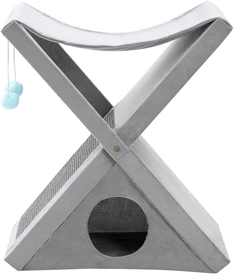 YES4PETS Grey Cat Scratching Tree Scratcher Post Pole Furniture Gym House image number 1