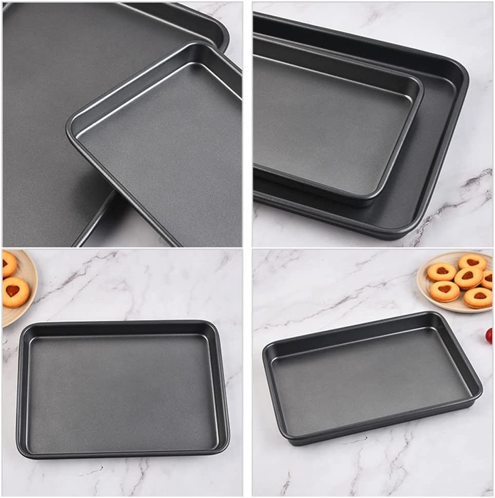 Nonstick Bakeware Set Cookie Pan Sheet Baking Tray Set, 3 Piece Easy Clean Dishwasher Safe Non-Stick Bakeware Sheet for Oven - Thick Heavy Duty Carbon Steel (3 Pack) (Grey) image number 6