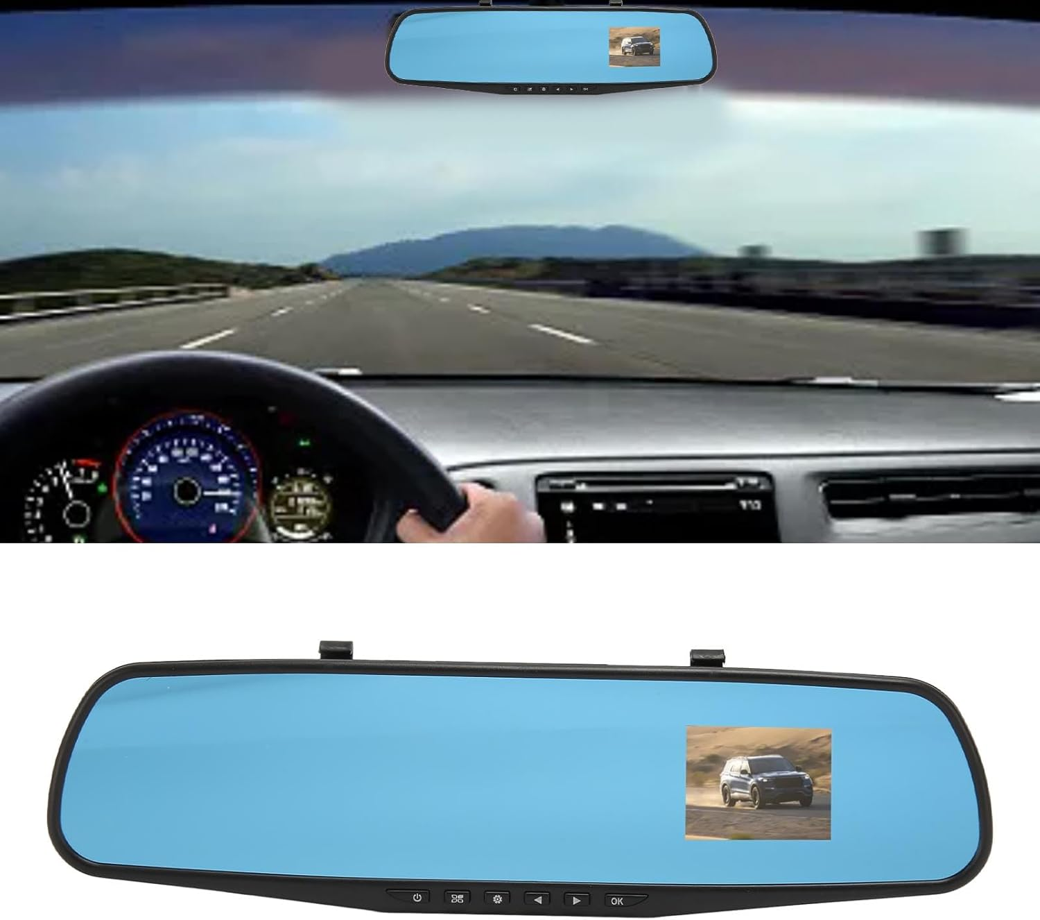 Smart Rearview Mirror Dash Cam Backup Camera Mirror Dash Cam Front and Rear Camera High Definition Video Audio Recorder Front and Rear Dual Cameras Rear View Mirror Camera for Car Truck SUV Nan image number 2
