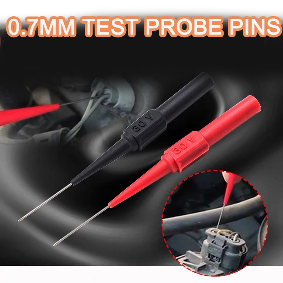 10PCS 0.7Mm Test Probe Pins, Non-Destructive Insulation Wire Piercing Needle, Stainless Steel Back Probe Pins, Tip Multimeter Probes for Banana Socket Plug, Car Tester (5 Color) image number 1