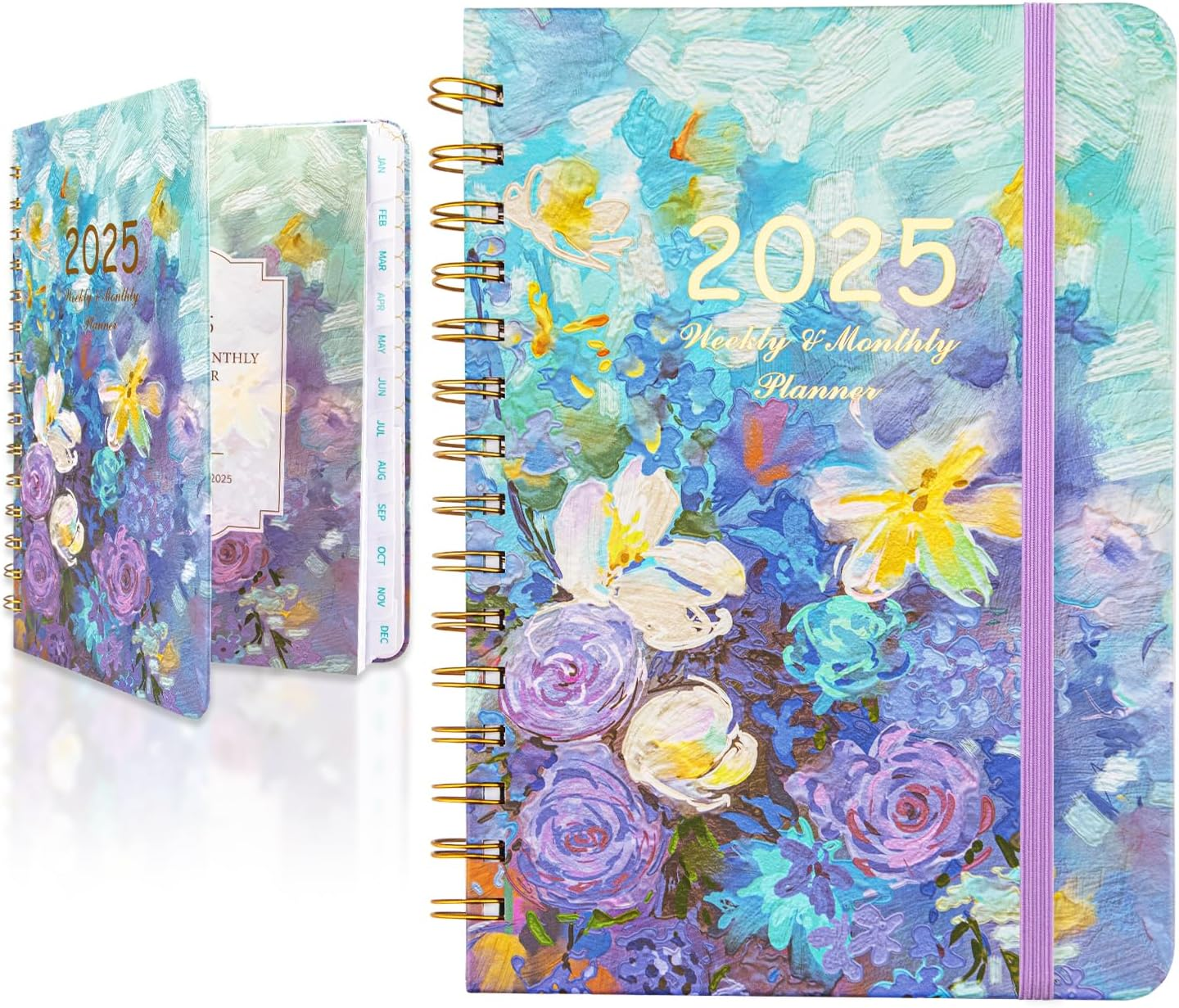 2025 Planner - 2025 Planner Weekly and Monthly, JAN. 2025 - DEC. 2025, 8.4" X 6" Calendar Planner Notebook with Monthly Tabs, 140 Pages Daily Organizer with Back Pocket, Purple Floral image number 3
