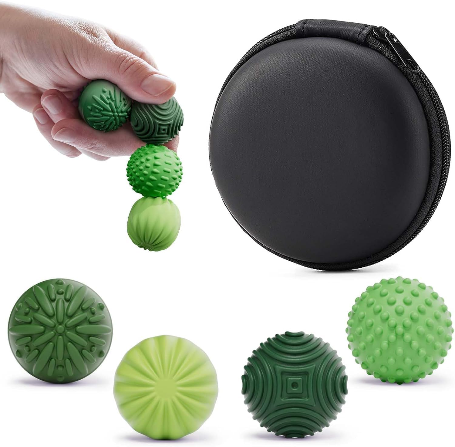 Silicone Magnetic Balls Fidget Toys for Adults & Teens,4Pcs Stress Relief Sensory Toys for Autism ADHD Anxiety,Fun Textures Gadgets,Office Desk Toy,Stocking Stuffers for Women Men Teen Gift image number 5