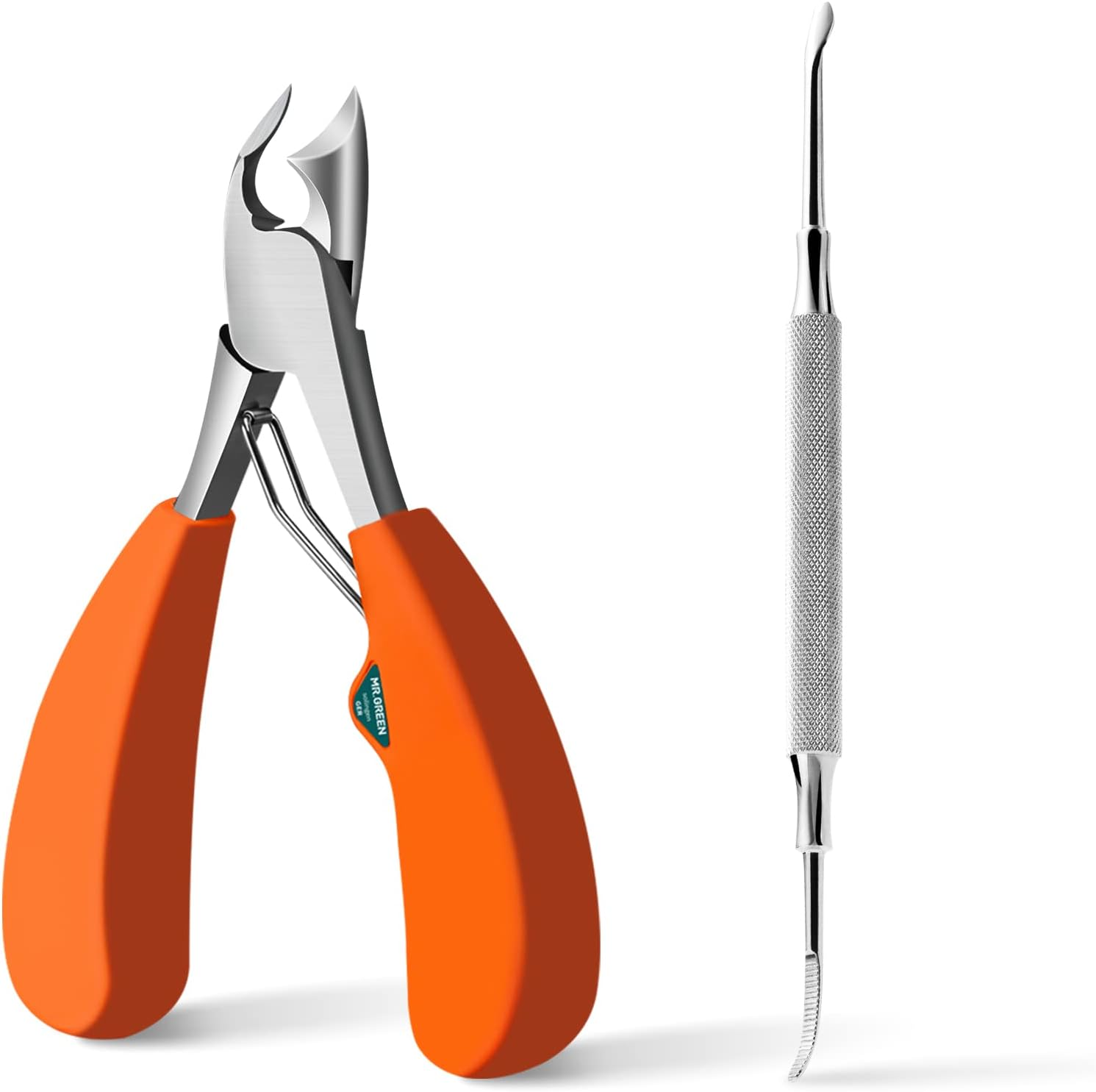 MR.GREEN Toenail Clipper Stainless Steel Ingrown Nail Cutter Good at Cutting Thick and Hard Nails Pedicure Tools (Orange+Nail Remover) image number 1