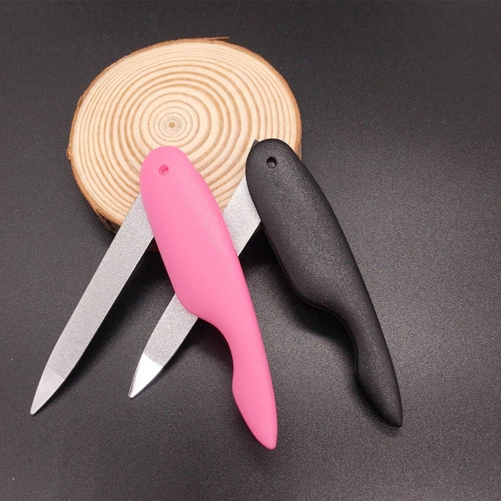 2 Pieces Double-Sided Stainless Steel Foldable Nail Files Manicure Pedicure Tools Files Folding Pocket Size Nail File for Shaping and Smoothing Finger and Toenails (Pink, Black) image number 1