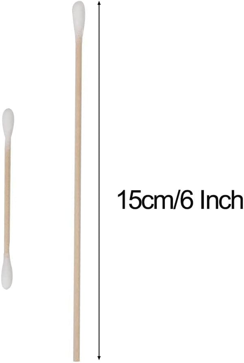 GSHLLO 400 Pcs 15Cm Long Cotton Swabs Wood Cotton Buds Wooden Stick Cotton Swabs Cotton Tip Makeup Applicators Make up Cotton Tipped Swabs Ear Cleaning Cotton Swabs image number 1