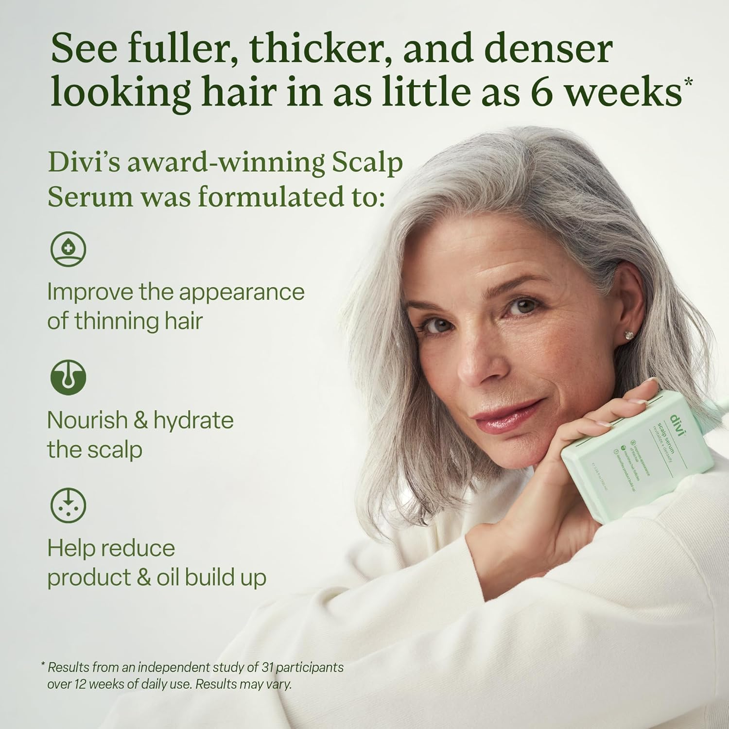 Divi Scalp Serum for Thinning Hair, 30Ml &ndash; Clinically Tested, Nourishing Formula with Amino Acids, Caffeine & Rosemary Oil &ndash; Promotes Healthy Scalp & Fuller-Looking Hair, Reduces Oil & Product Buildup image number 3