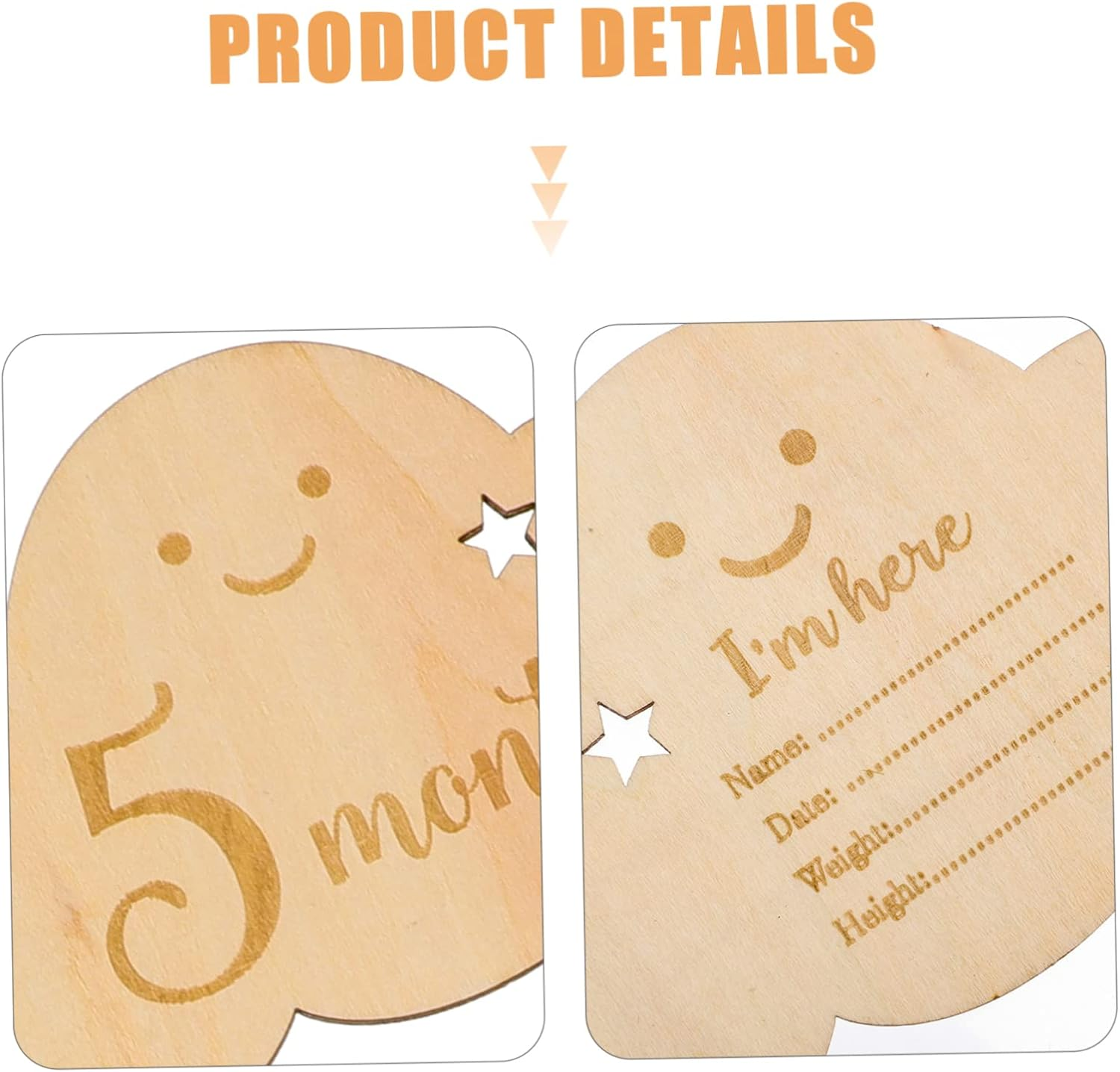 8Pcs Wooden Cloud Signs for Photo Props Newborn Cards Birth Announcement Cards for Boys and Girls image number 6