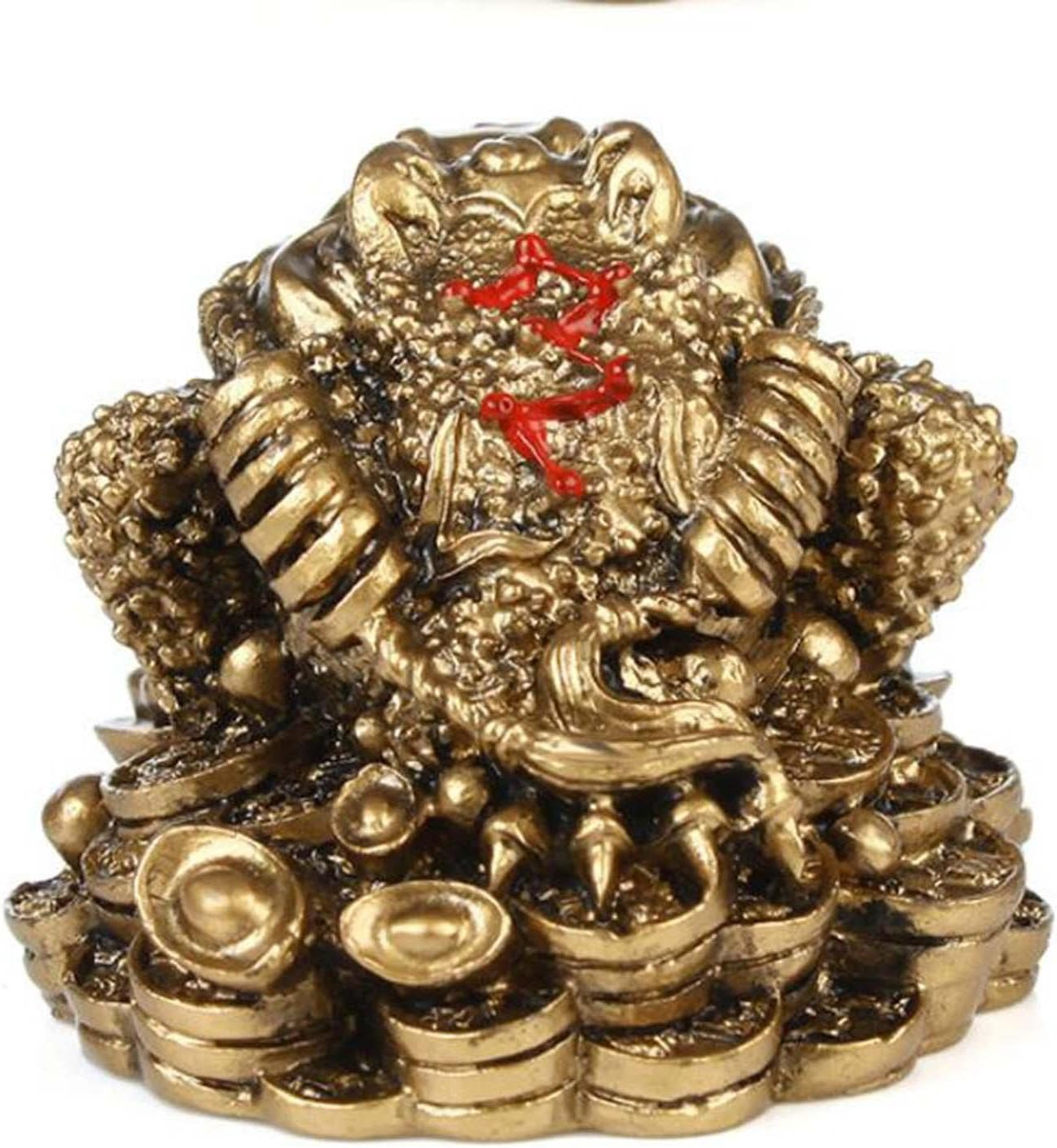 Feng Shui Money Frog Statue, with Lucky Charm Ancient Coin Chinese Feng Shui Wealth Lucky Money Frog Statue for Office Desk House Desk Decor image number 2