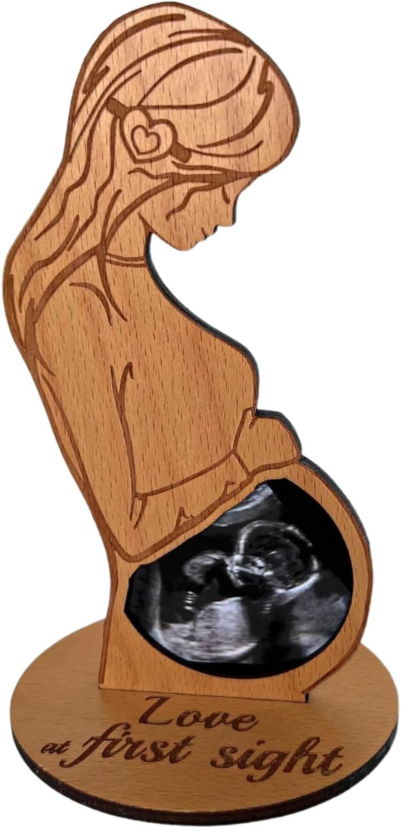 Baby Scan Picture Frames Pregnancy Announcement Sonogram Photo Frames Wooden Ultrasound Image Keepsake Gift Engraved Baby Bump Decor for Expecting Mothers Nursery Home Gift New Parents image number 3