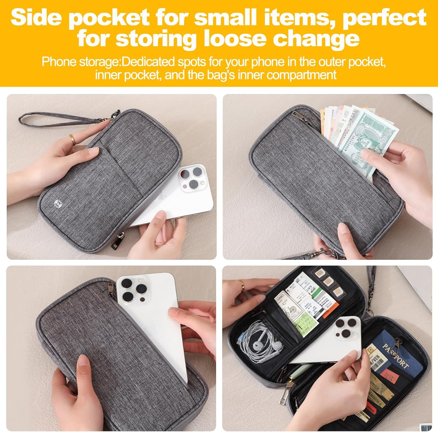 CLERIVI RFID Passport Holder Travel Wallet - Waterproof Document Organiser with Card Slots for Men & Women，Secure Family Travel Essentials for Boarding Pass, Money & Tickets,Compact for Trips