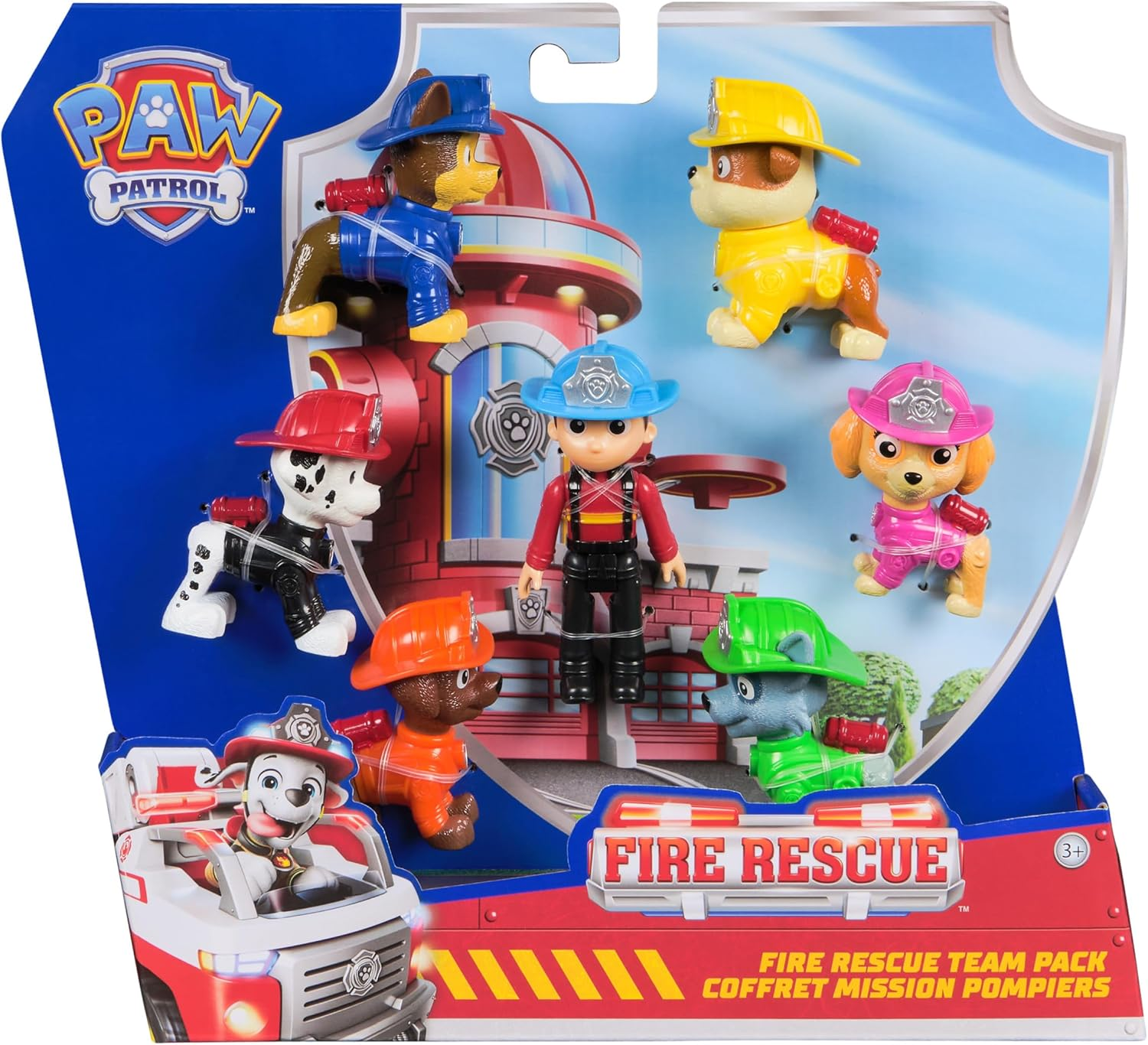 PAW Patrol Fire Rescue Team Pack with 7 Collectible Action Figures, Including Ryder & 6 PAW Patrol Pups, Kids Toys for Boys & Girls Ages 3 and Up image number 1