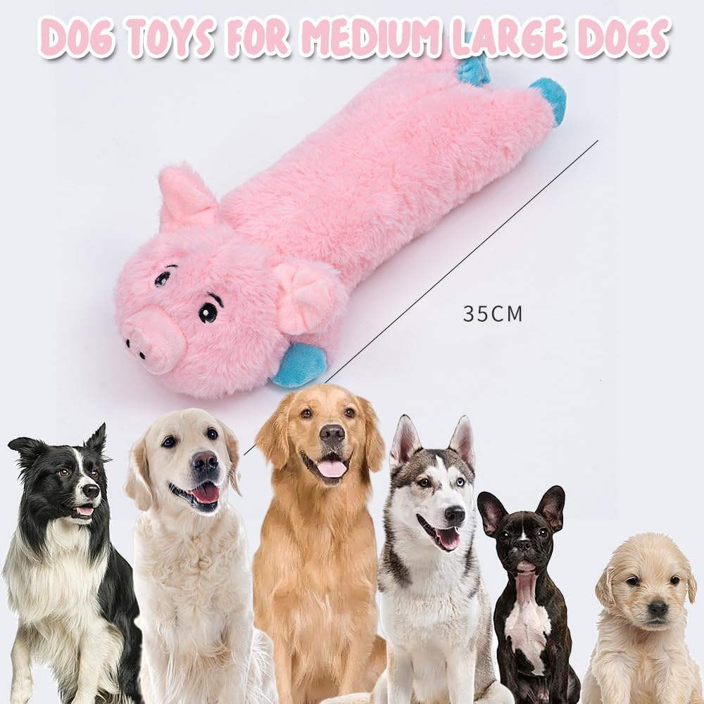 Speedy Panther Plush Dog Toy, Dog Toys for Large Dogs, Pink Pig Puppy Toys from 8 Weeks, Squeakey Dog Toys for Small Medium Large Dogs image number 2