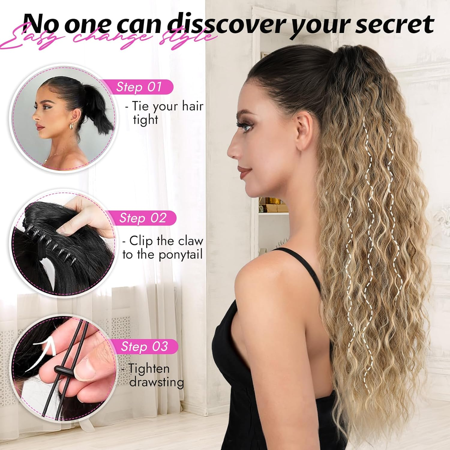 Isaic Material Introduction: Our Claw Ponytail Extensions Are Made of Premium Synthetic Fibers, Safe, Comfortable and Beautiful, You Can Handle Them With image number 6