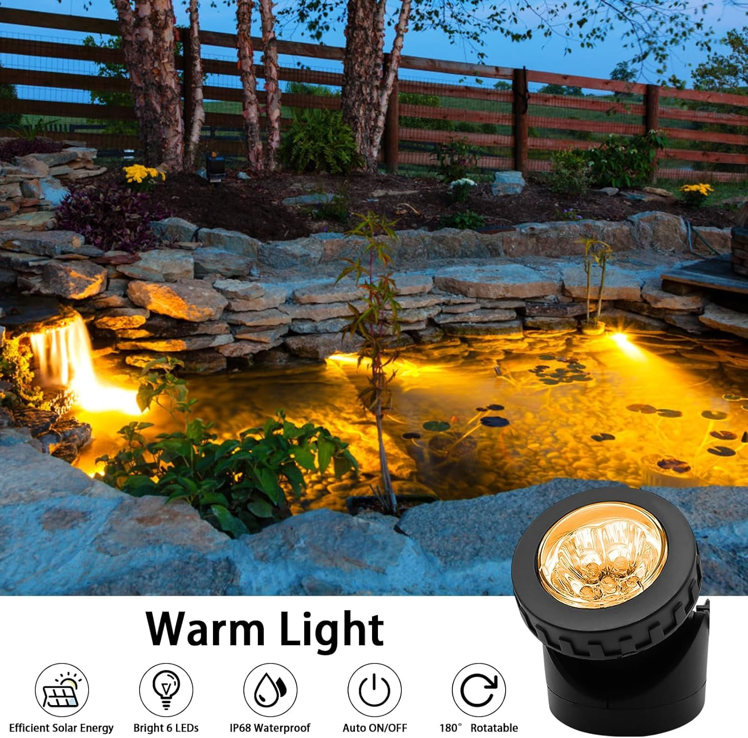 Solar Pond Spotlights, 2 in 1 RGB Color Changing Solar Underwater Lights 12 LED Waterproof Submarine Outdoor Landscape Spot Lights for Ganden Patio Pond Waterfall Fountain image number 2