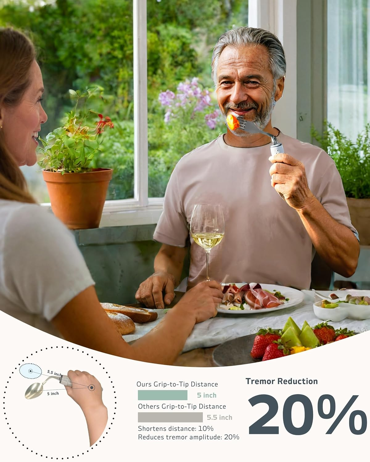 Adaptive Utensils Set (3-Piece) &ndash; 42&deg; Angled, 3 Oz Weighted Silverware for Parkinson'S, Hand Tremors and Arthritis &ndash; Easy-Grip Ergonomic Eating Aids (Left-Handed) image number 1