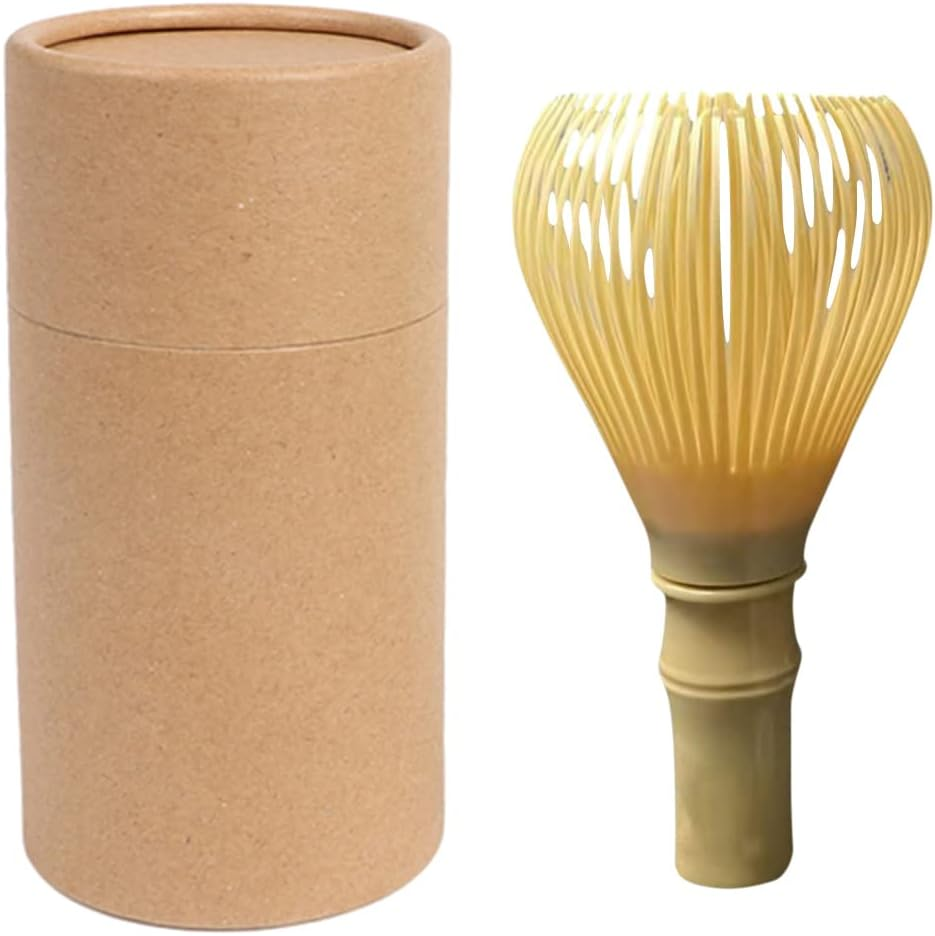 Resin Matcha Whisk Chasen Brush Tools for Matcha Green Tea Powder Reusable Powder Whisk with Whisk Holder Tea Ceremony (Yellow)