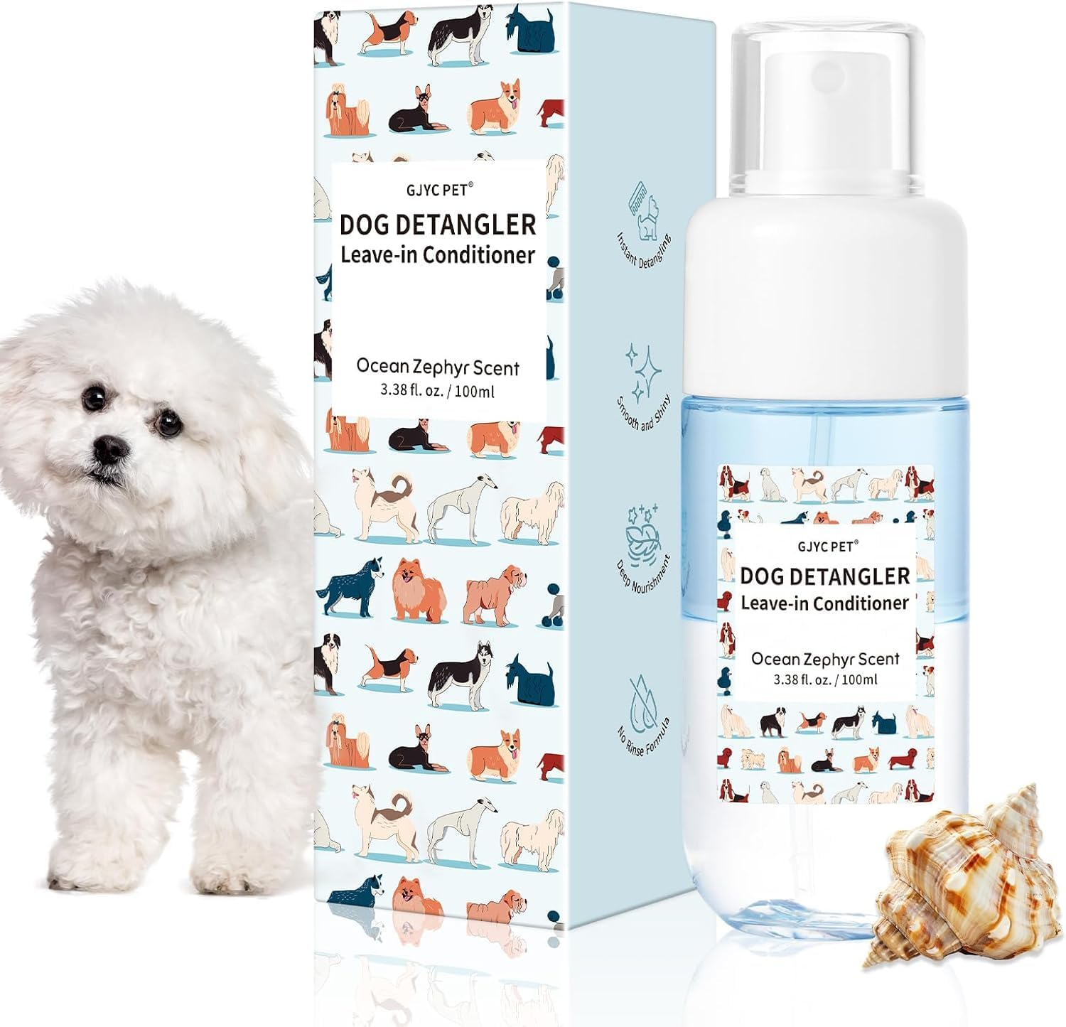 Dog Detangler & Dematting Spray - Leave-In Conditioner, Ocean Zephyr Scent | Jojoba Oil, Macadamia Oil, Sodium Hyaluronate for Silky, Tangle-Free Coat, 120Ml image number 5