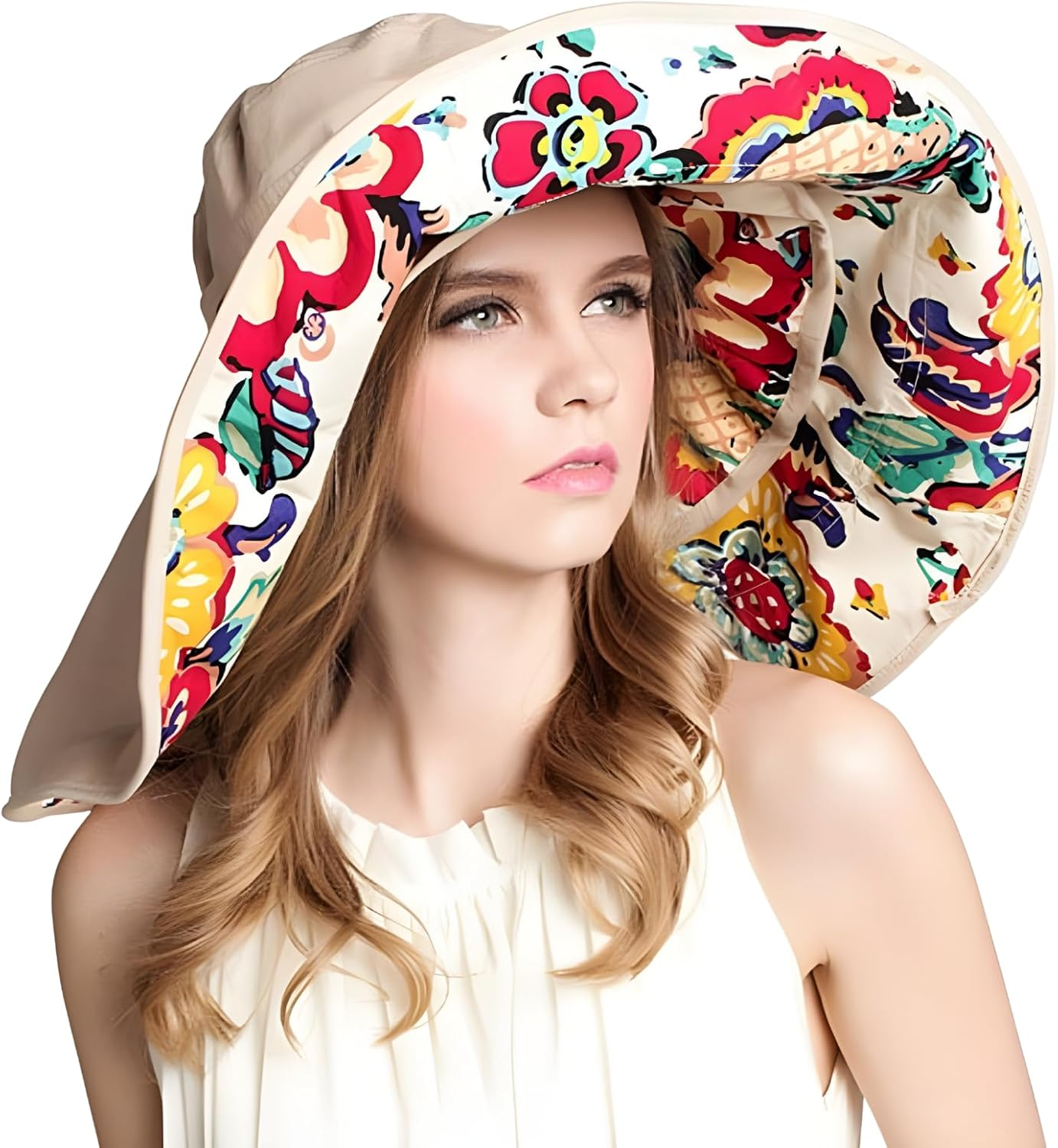 Detachable Cotton Bucket Hat for Women, 17CM Wide Brim Sun Hat with UPF 50 UV Protection - Multiple Styles for Hiking, Camping, Garden| Summer Hat with Chin Strap for Beach, Boonie, Golf, Outdoor