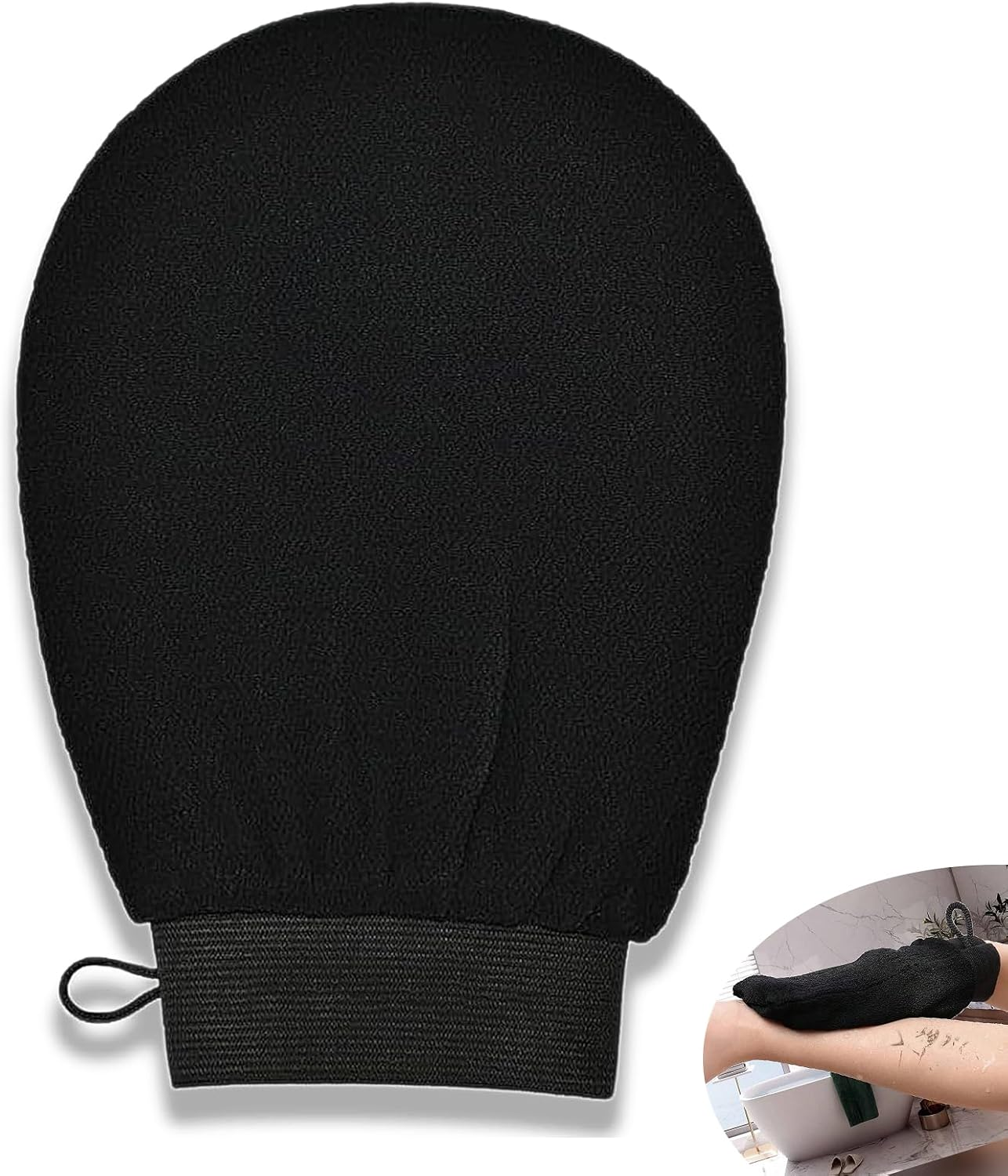 Luojinluoda Korean Exfoliating Mitts Body Scrub Glove - Premium Kessa Exfoliating Glove for Deep Cleaning, Dual-Sided Body Scrubber for Women/Men, Dead Skin Remover Spa Essential, Self-Tan Removal (Black) image number 3