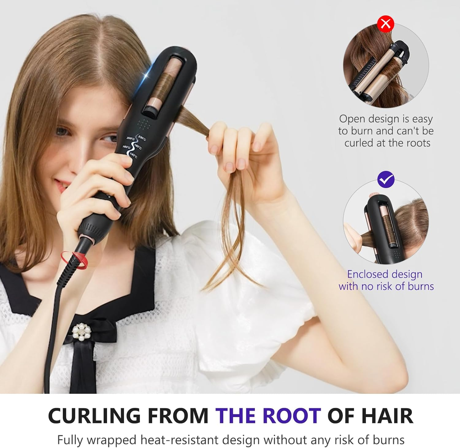 Janelove 4 in 1 Adjustable Hair Waver, Waver Curling Iron, Hair Crimpers and Wavers, Deep Waver, Create 4 Types of Waves-0.87In-1In-1.1In-1.25In, 5 Temps with LED Display, Ideal Gifts for Women image number 5