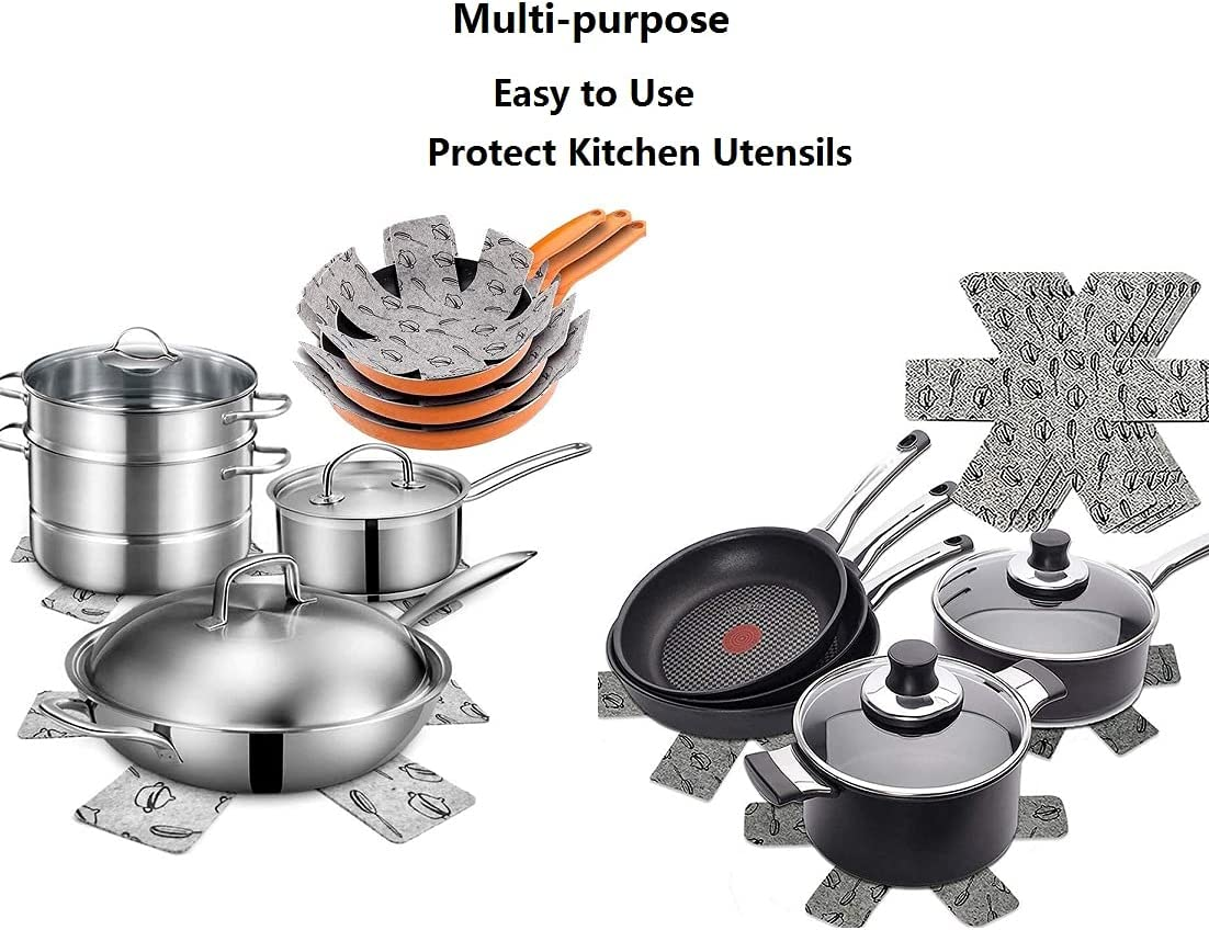 Tope Pot and Pan Protectors and Dividers, Cookware Protector Set, Pans Separator Anti-Slip to Avoid Scratching or Marring When Stacking (3 Different Sizes, Each 4 Pcs,12Pcs Total)