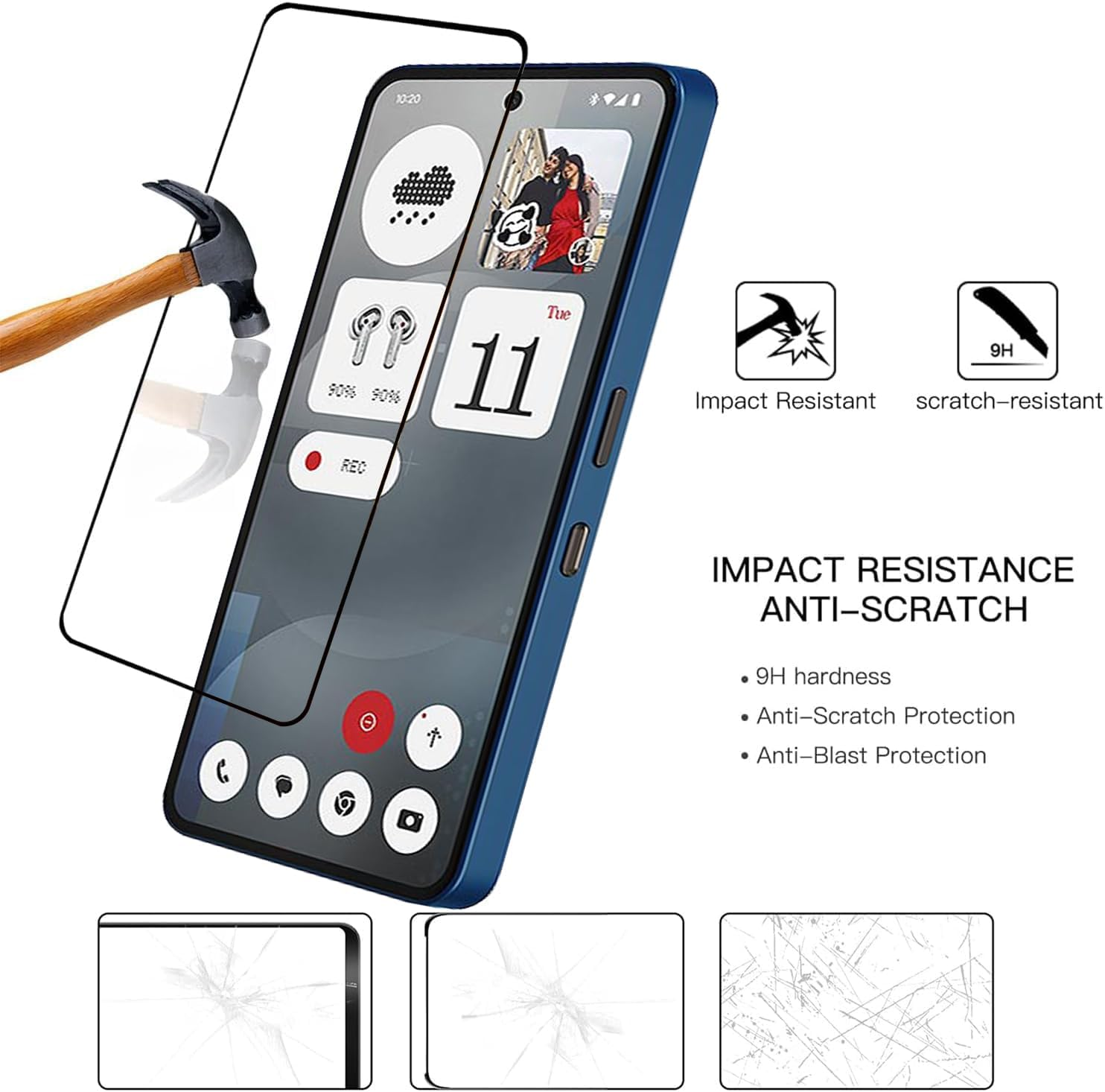 Guizzcg 2 Pack Screen Protector for Nothing Phone 3A / 3A Pro/Cmf Phone 2 Pro, 2 Tempered Glass Screen Protector,Case Friendly,Scratch Resistant,Hd-Clear,Clear image number 3