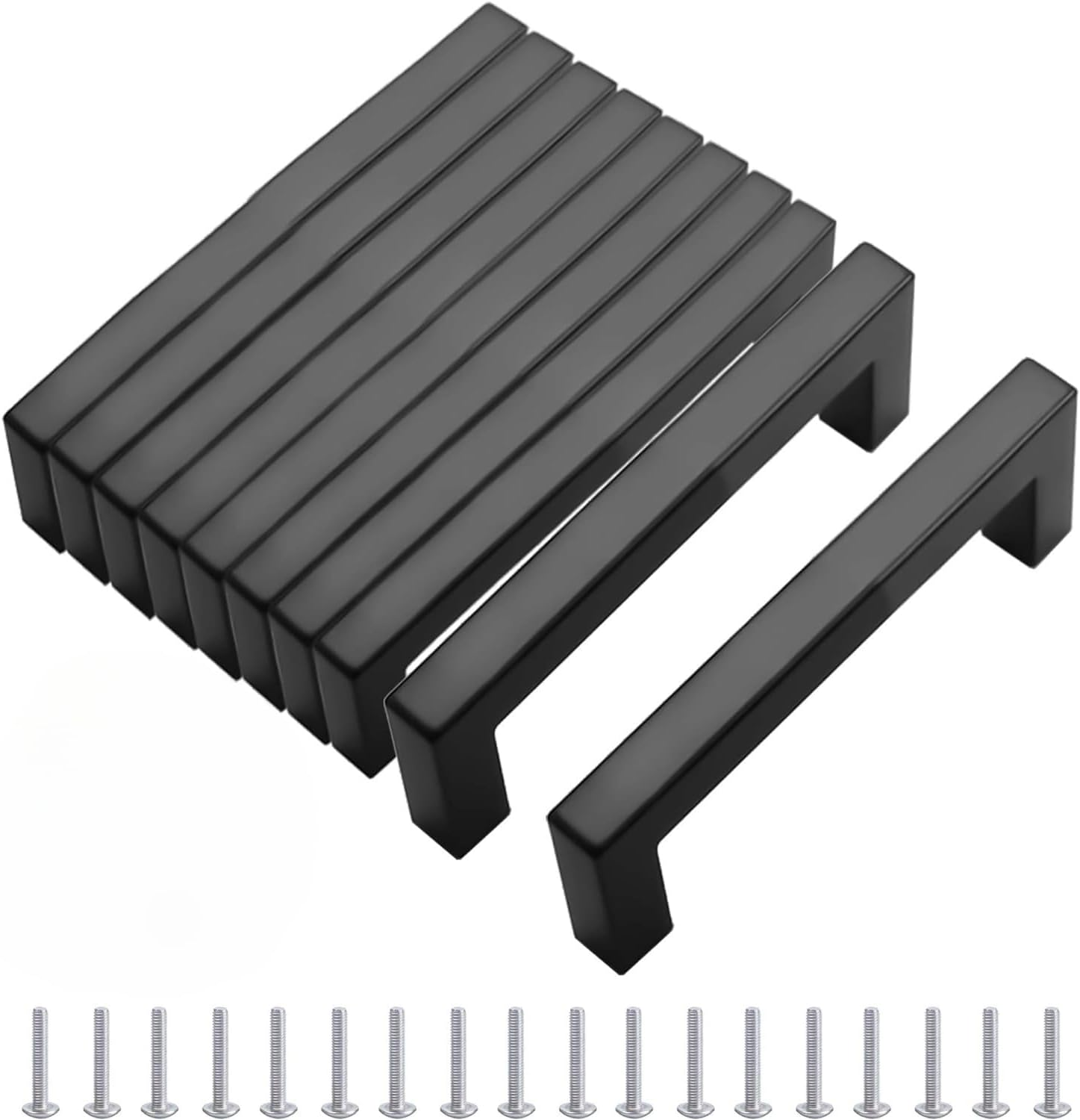 Fiabgum 5 Inch Drawer Handles Kitchen Cabinet Handles Black Drawer Pulls Kitchen Cabinet Hardware Kitchen Handles Matte Black Cabinet Pull,10Pcs Furniture Handles Black 128 Mm