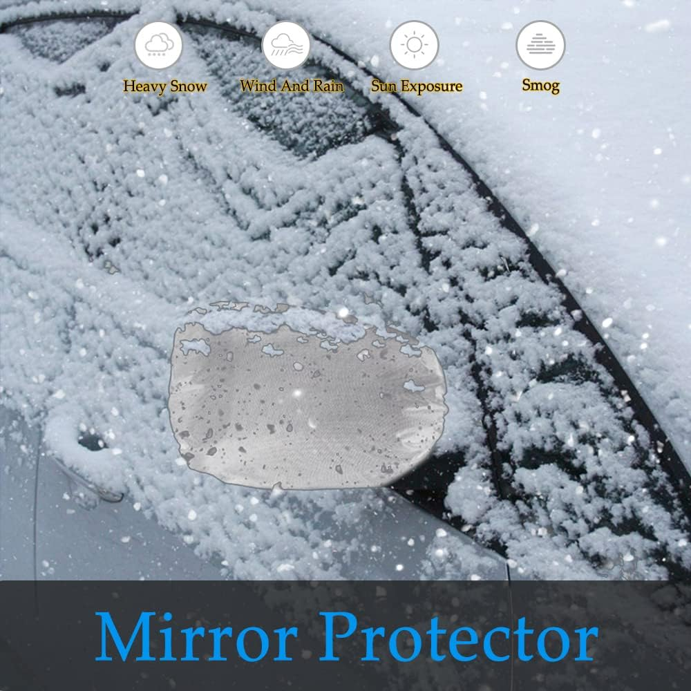 ASUBHA 2PCS Side Mirror Covers, Car Mirror Protector, Waterproof Snow Rearview Cover Protects from Ice Snow Frost Dew Rain Bird Poop, Car Accessories Auto Rearview Protection Cover for Most Vehicles image number 2