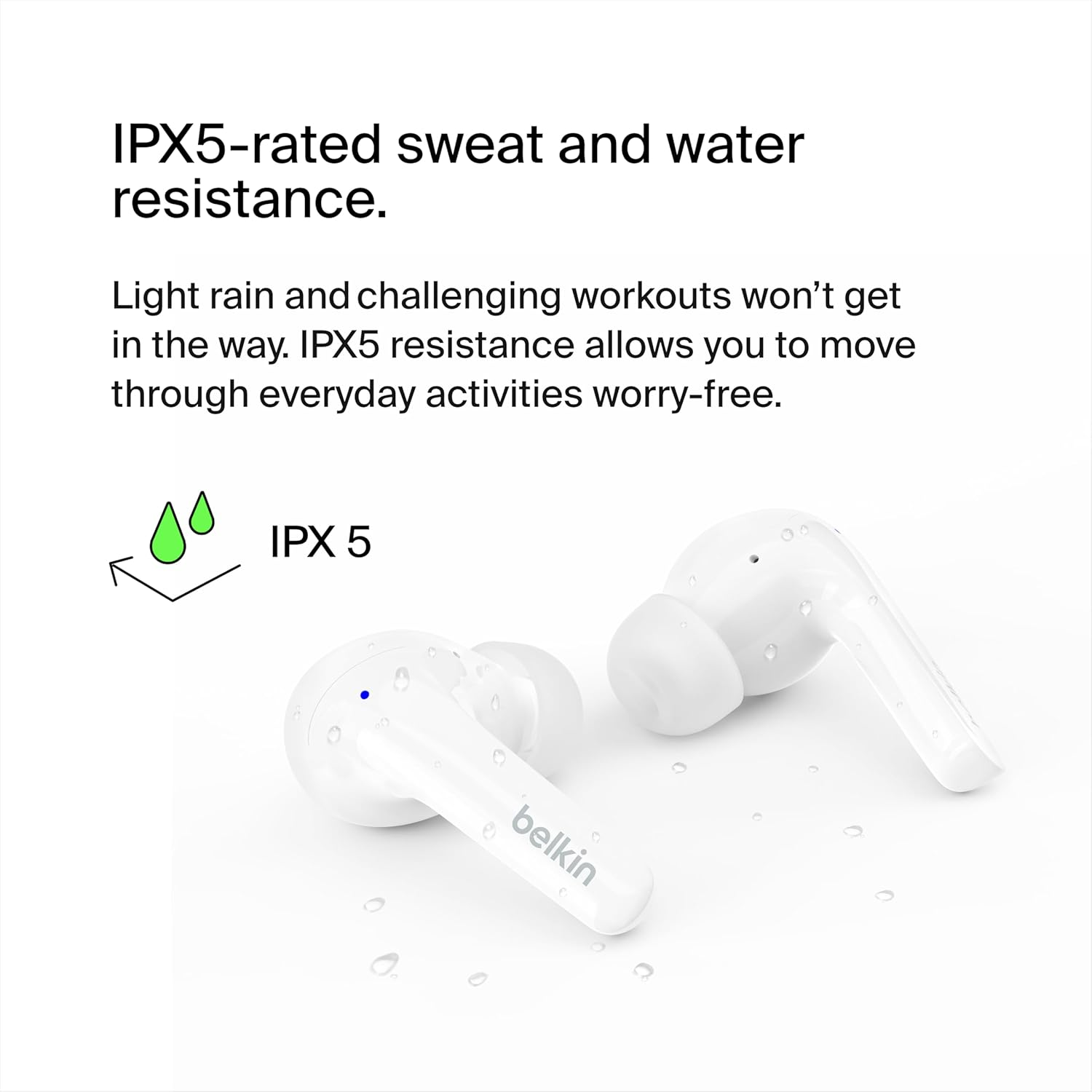 Belkin Soundform Motion True Wireless Bluetooth Headphones - White image number 4