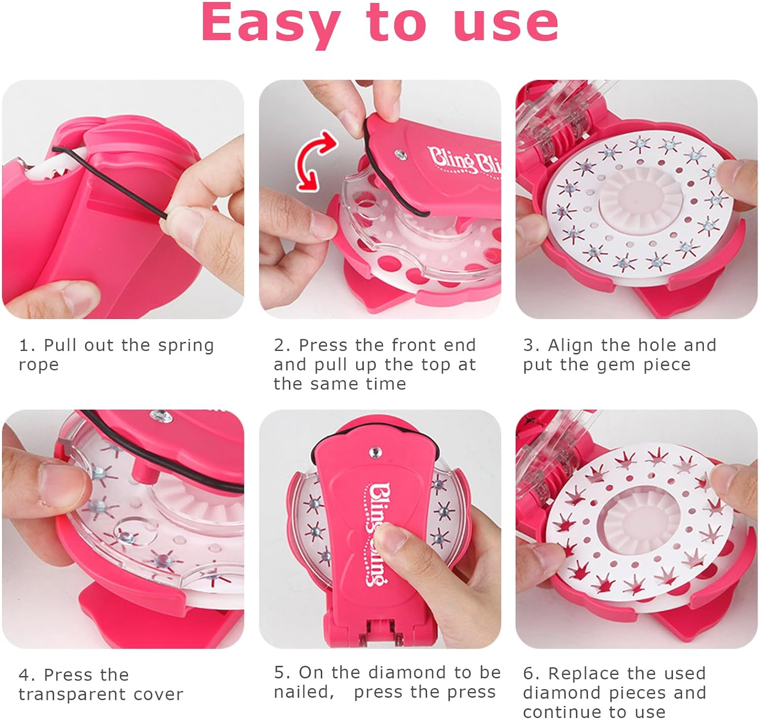 Hair Gem Stamper Bedazzler Deluxe Set with 180 Bling Decoration Ultimate Styling Tool, Rhinestones Diamonds Jewels for Fashion (180GMS) image number 2