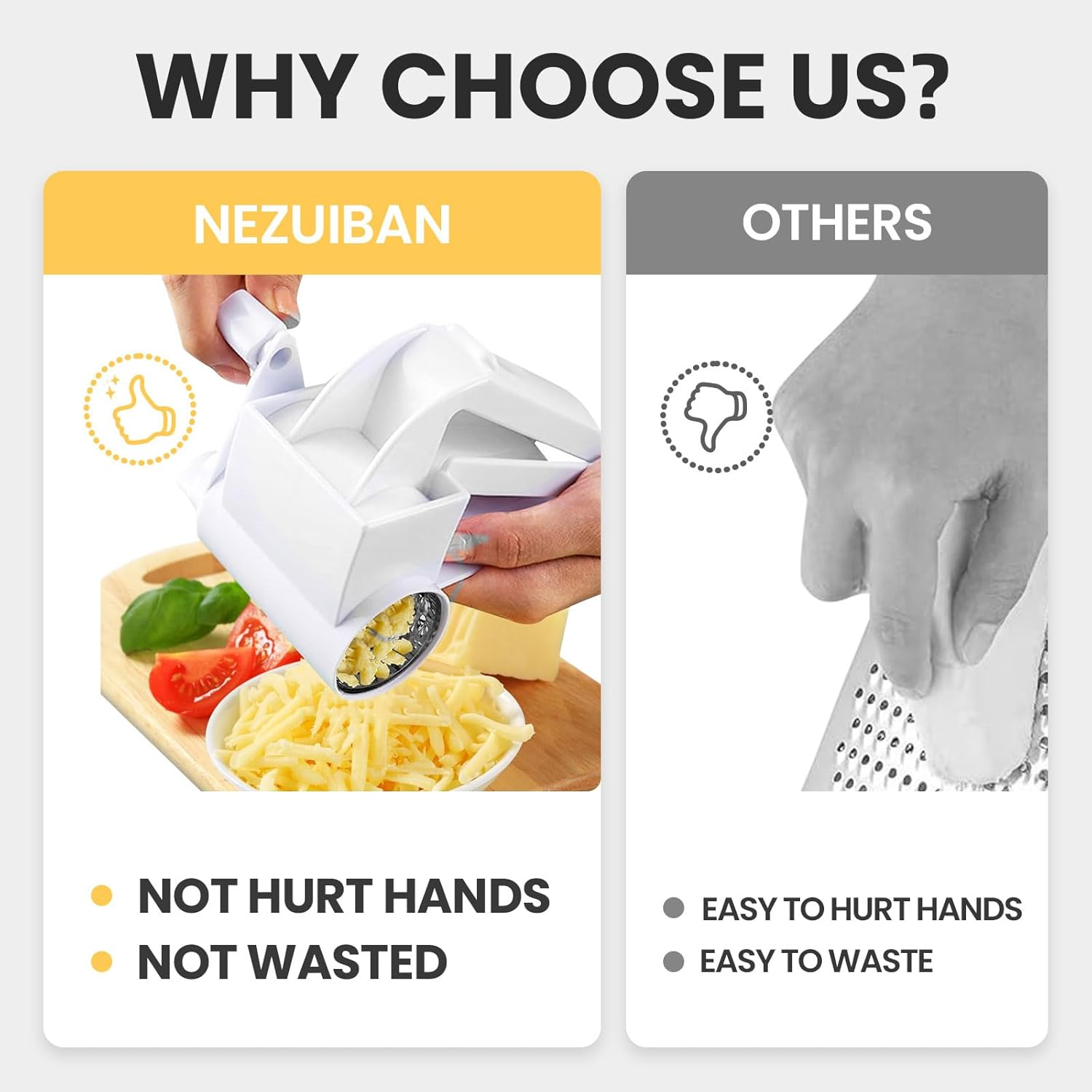 Rotary Cheese Grater with Handle for Vegetables, Chocolate, Hard Cheese & Nuts - White image number 2