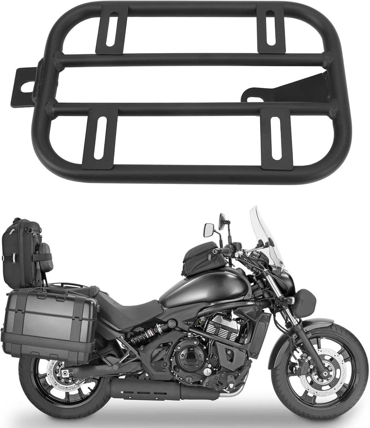 Motorcycle Rear Seat Luggage Rack for Vulcan S 650 Cafe, Detachable Two up Seat Luggage Rack Support Shelf, Motorbike Expandable Cargo Carrier Bracket