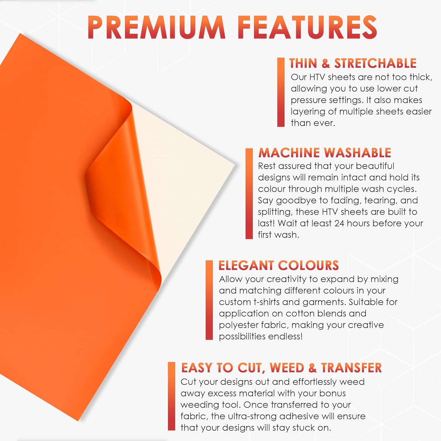 Avarrix Australia HTV Heat Transfer Vinyl Stickers - 10"X12" - 24 Sheets Pack - 20 Colours - Iron on Variety Bundle for Easy Press Heat Press image number 1