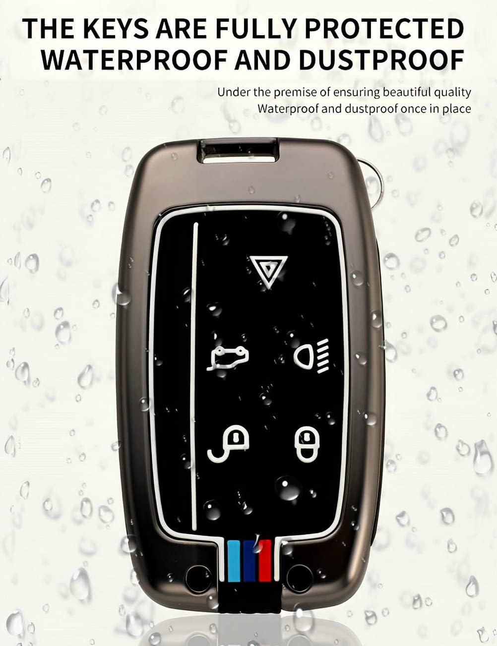 Key Fob Cover Case for Land Rover Metal Shell Smart Key Holder Compatible with Range Rover Sport Discovery LR4 Evoque Velar (Silver) - Silver image number 6