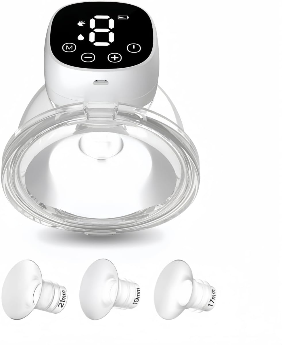 Wearable Electric Breast Pumps with LED Display,Hands Free Breast Pump, Portable Feeding Pump,Comfortable Flange 17Mm, 19Mm, 21Mm,24Mm Inserts, 3 Modes & 9 Levels Electric Portable. Fits All Breasts image number 3