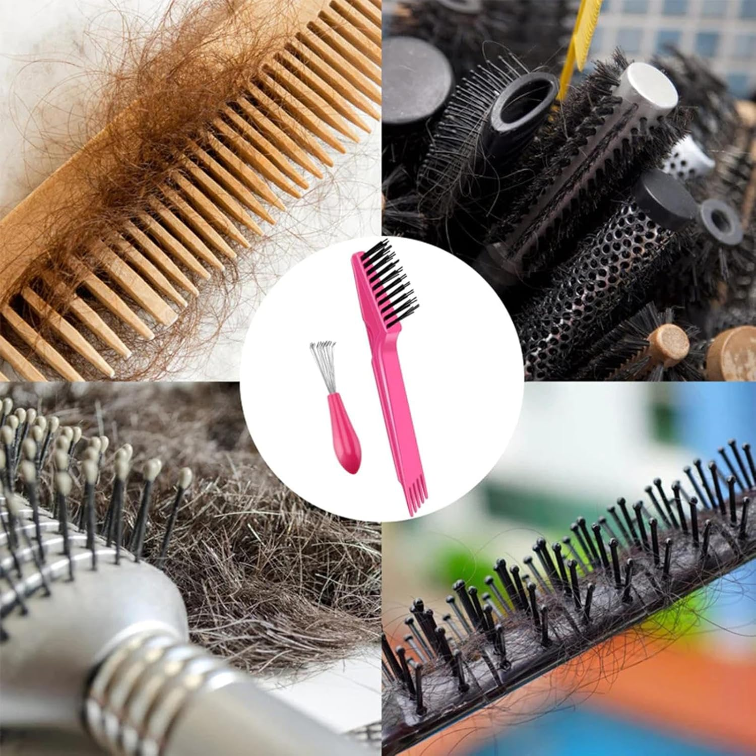Salon Hairbrush Cleaner | Comb Cleaner Brush | 2 Hairbrush Cleaners for Home Use, Dirt Remover, Cleaning Tool Set image number 5