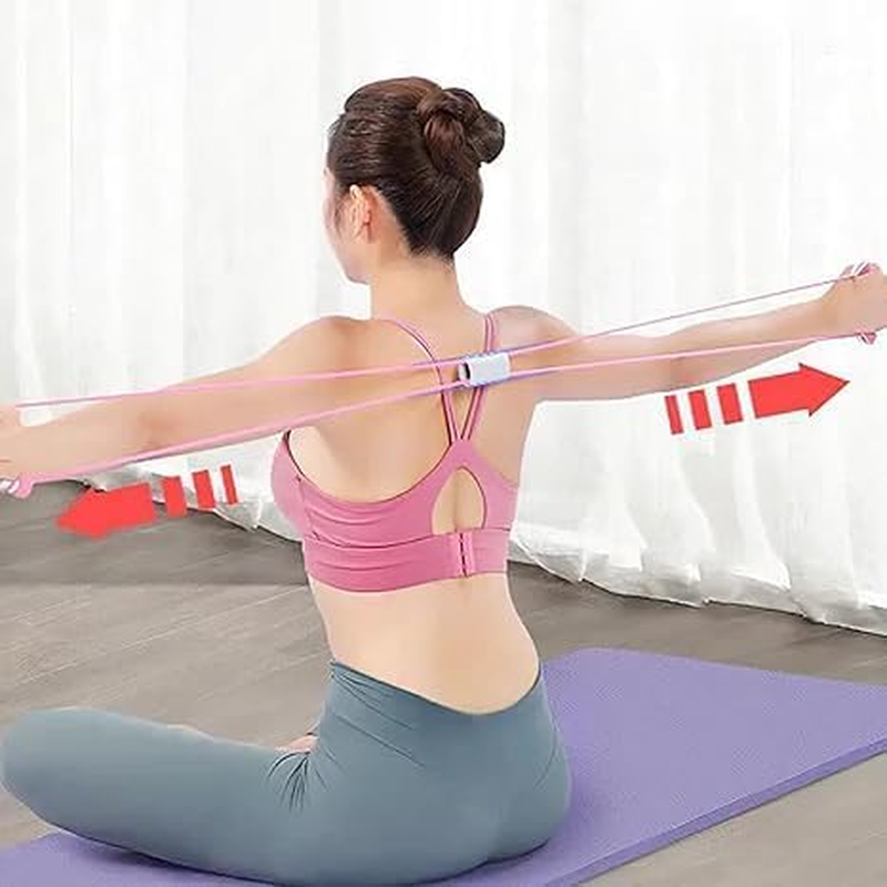 Figure 8 Resistance Band with Handle, 3Pcs Yoga Gym Fitness Pulling Ropes, Elastic Chest Expander with Non-Slip Grip, 8 Shaped Resistance Bands for Arms or Shoulders image number 1