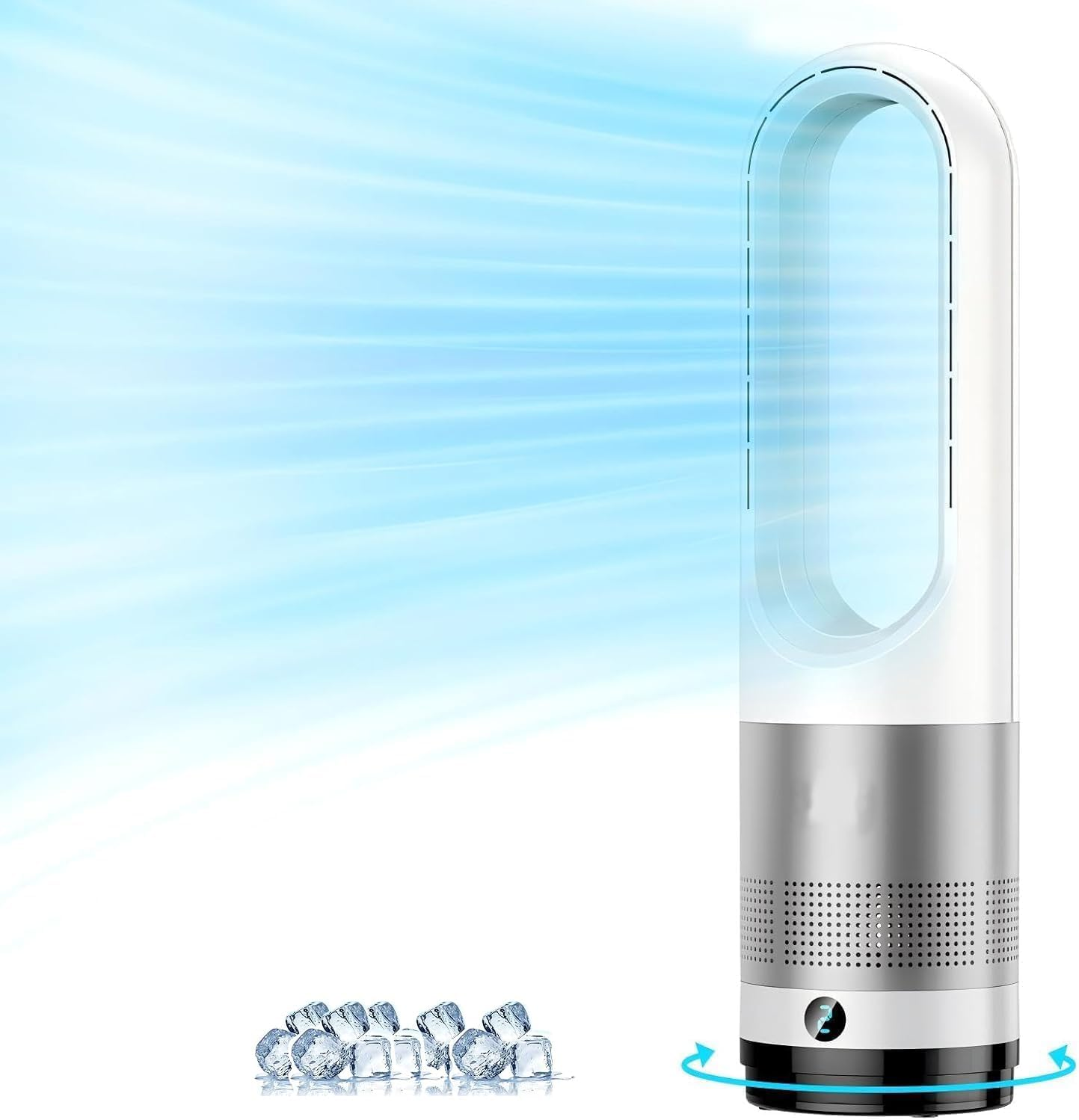 MINYII Bladeless Tower Fan, 22" Quiet Cooling Tower Fan, Touch, 8 Speeds, 9H Timer, LED Display with Auto Off, Oscillating Pedestal Fan with Remote for Indoor, Bedroom, Home & Office image number 3