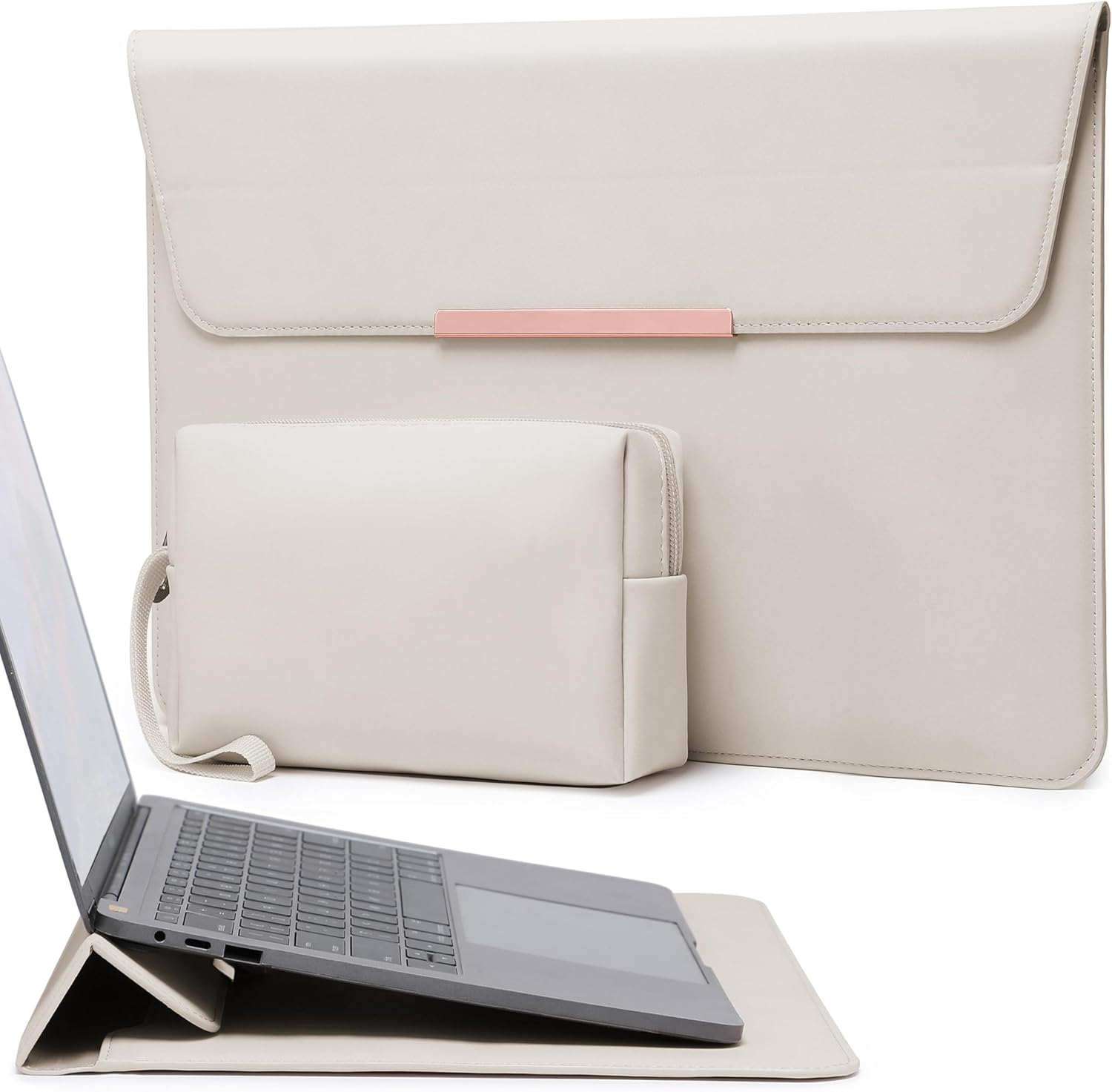 HYZUO 15-16 Inch Laptop Sleeve Case with Stand for Macbook Pro 16 M4/M3/M2/M1 Pro/Max 2025-2019, Macbook Pro 15 2015-2012, XPS 15, Samsung Galaxy Book Flex/Pro 15, Haze Blue(Smiley)