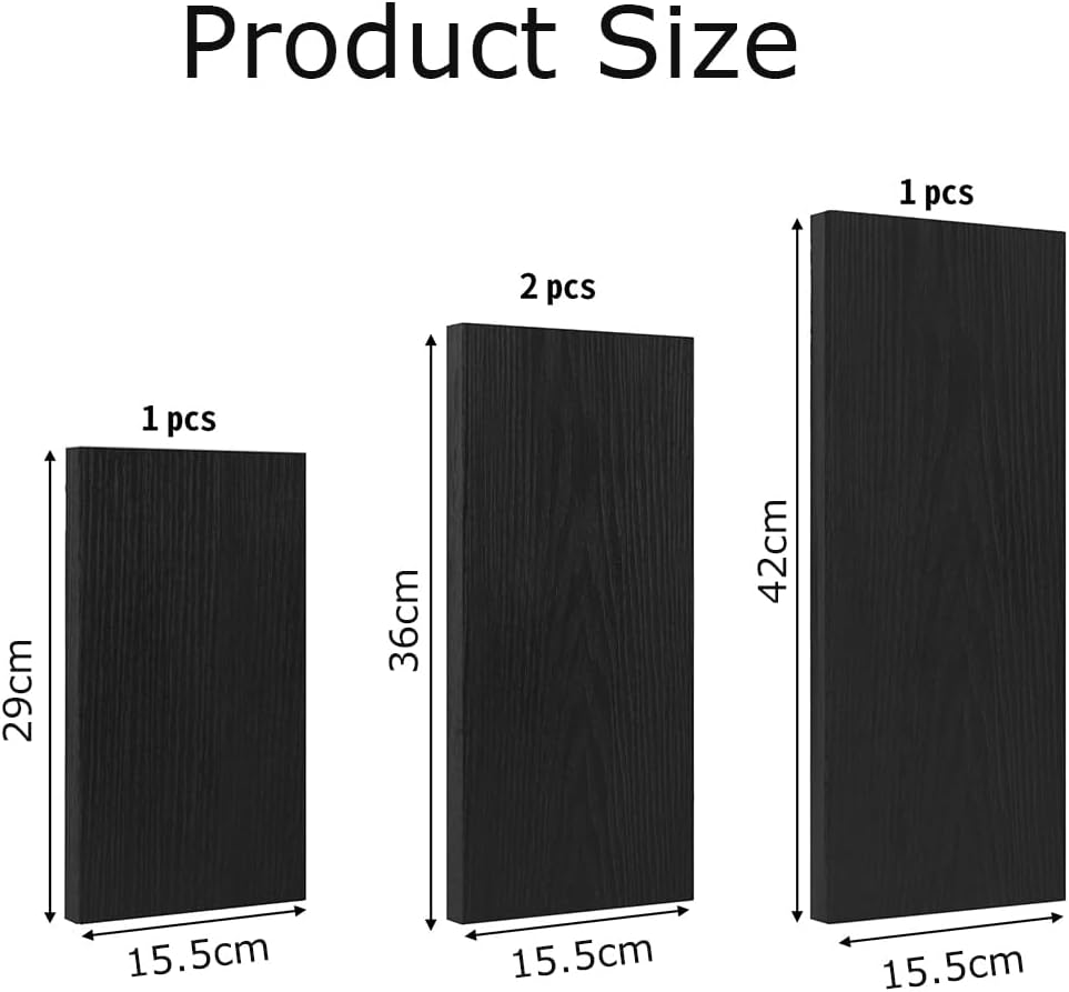 Floating Shelves, Rustic Wood Hanging Wall Mounted Storage Wood Display Shelf, 4 Sets of Wall Mounted Shelf for Bathroom Decor, Bedroom, Living Room and Plants (Black) image number 5