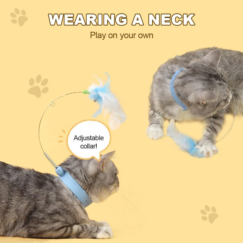 YAUNJI Cat Collars with Cat Feather Toys, 2024 New Cat Toys Attached for Indoor Cats, Interactive Cat Neck Toy (Pink, 1 PCS) - Pink image number 6