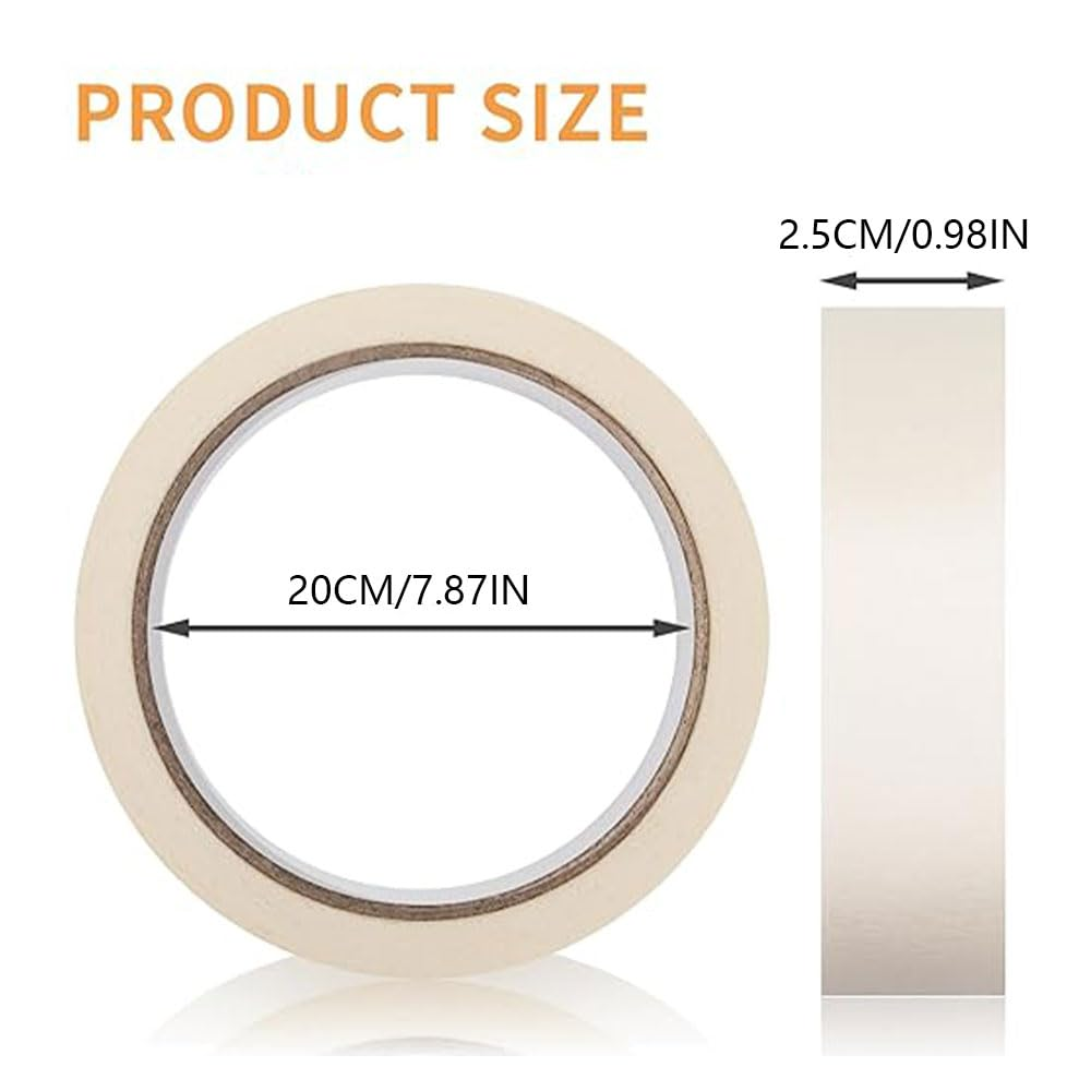 6 Rolls White Masking Tapes,Writable Paper Painters Tape,Per Roll Craft Tape for School, Office, Home, Arts & Crafts, Labeling 25Mm X 20M per Roll image number 3