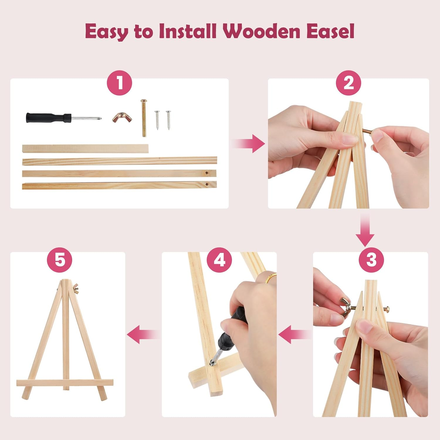 MOGTAA Easter Rabbit Painting by Numbers Adults with Frame, Easter Eggs Painting by Numbers with Wooden Easel, DIY Flower Oil Painting Canvas Set, Acrylic Painting Pictures for Home Decor, 20 X 30 Cm image number 3