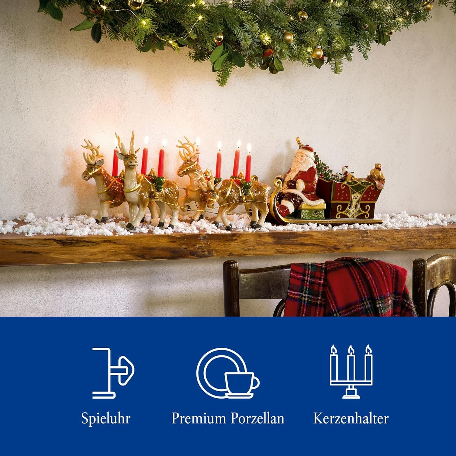 Villeroy & Boch Christmas Toys Santa'S Sleigh-Ride Music Box 22X70X16 Cm - Porcelain, Plays Santa Claus Is Coming to Town - Comes in a Gift Box image number 6