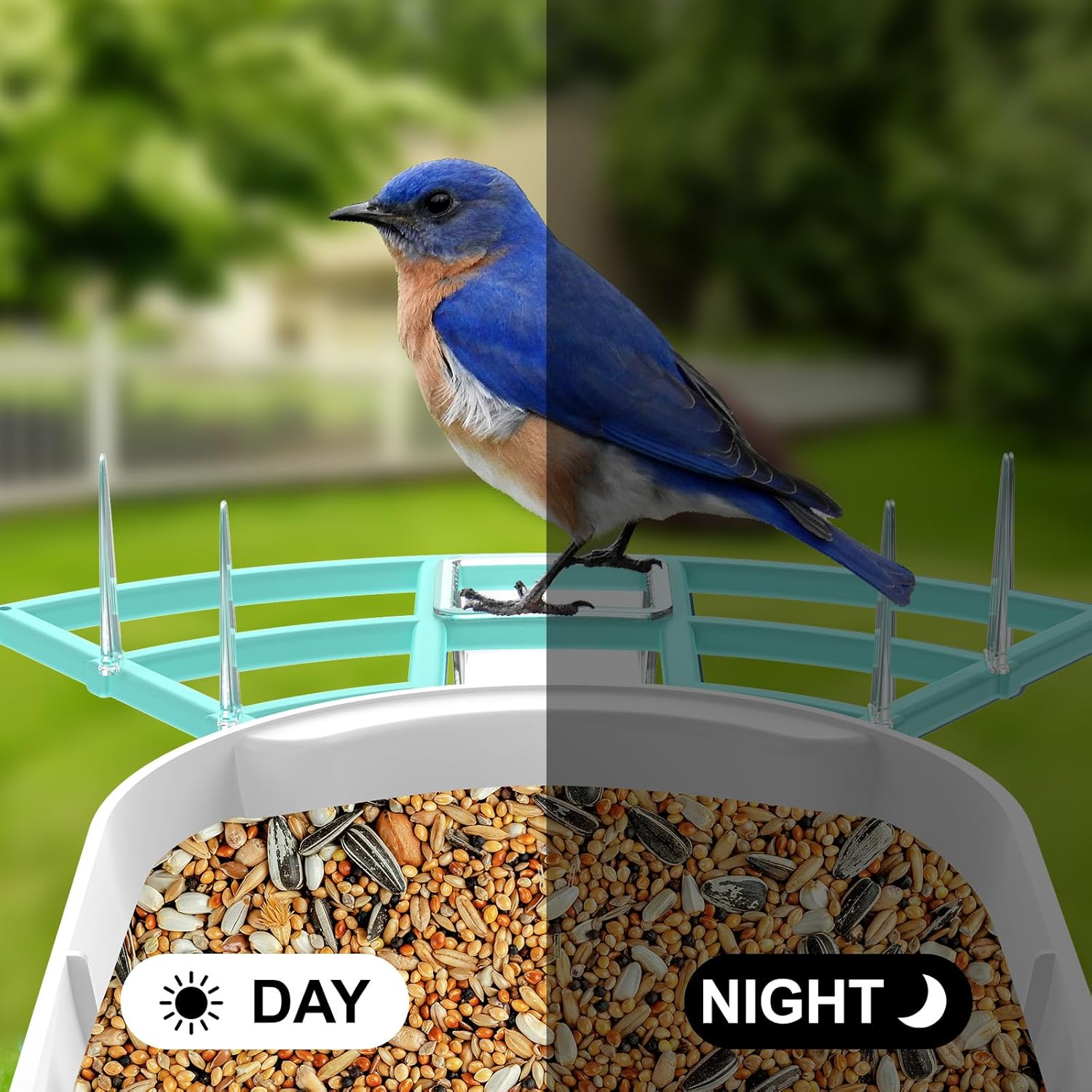 Smart Bird Feeder with Camera,Ai Identify Birds Breed,Solar Powered Wifi FHD 2K Live View Camera,Auto Capture Video,Backyard Garden Bird Watching,Motion Detection,Cloud and SD Card Storage,Blue image number 3