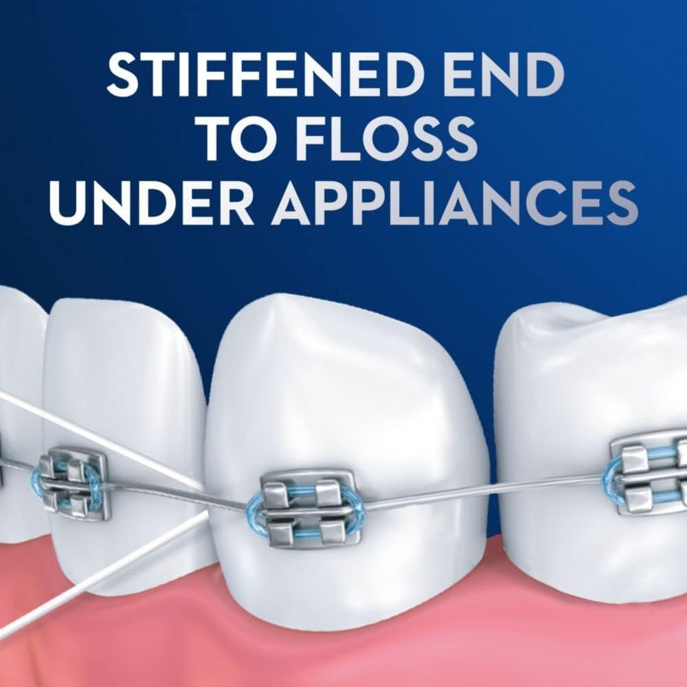 Oral-B Dental Floss for Braces, Super Floss Pre-Cut Strands, Mint, 50 Count, Pack of 2 image number 3